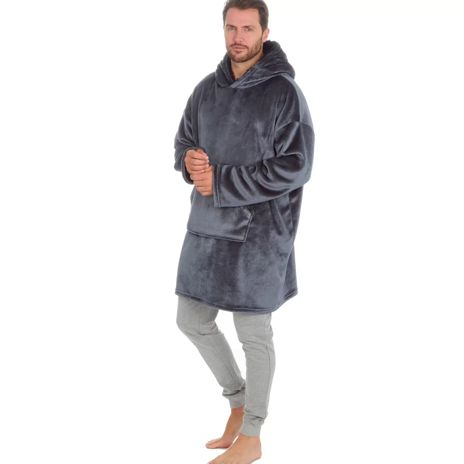 Men Huggable Polished Oversized Hoodie - Charcoal