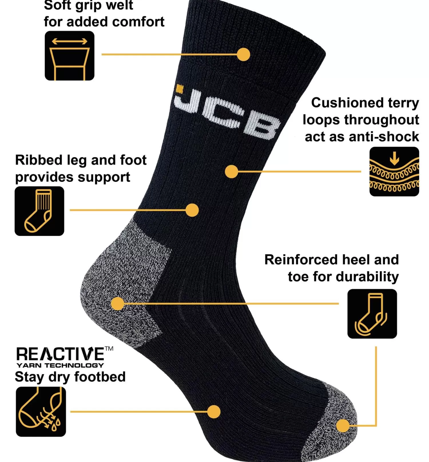 Men JCB 3 Pack Mens Work Socks