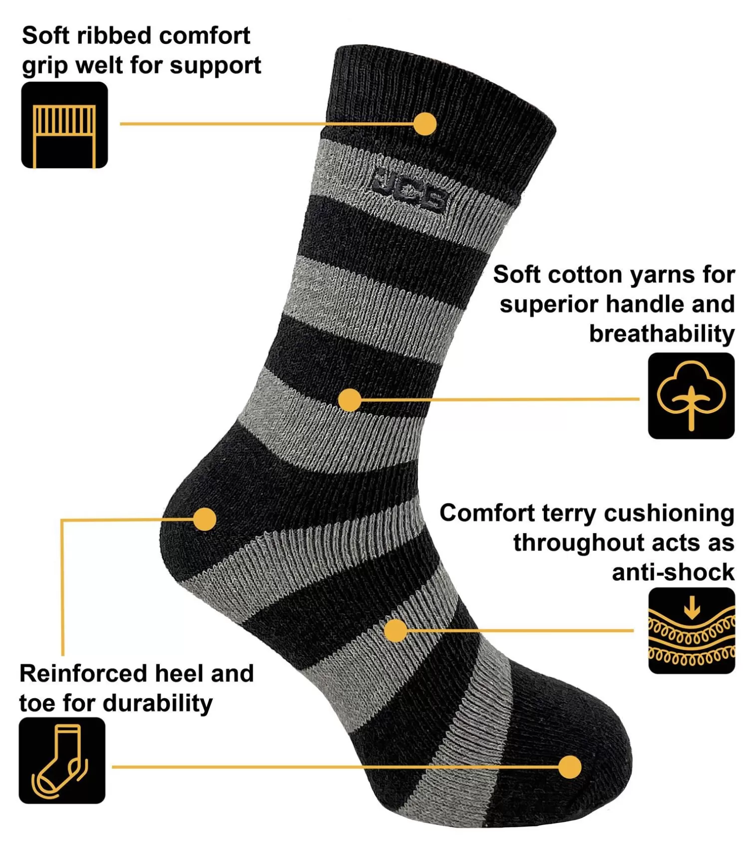 Men JCB Mens 2 Pack Casual Boot Socks