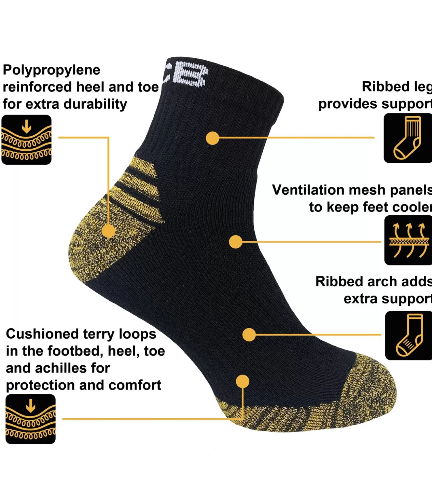 Men JCB Mens 3 Pack Coloured Heel Quarter Socks