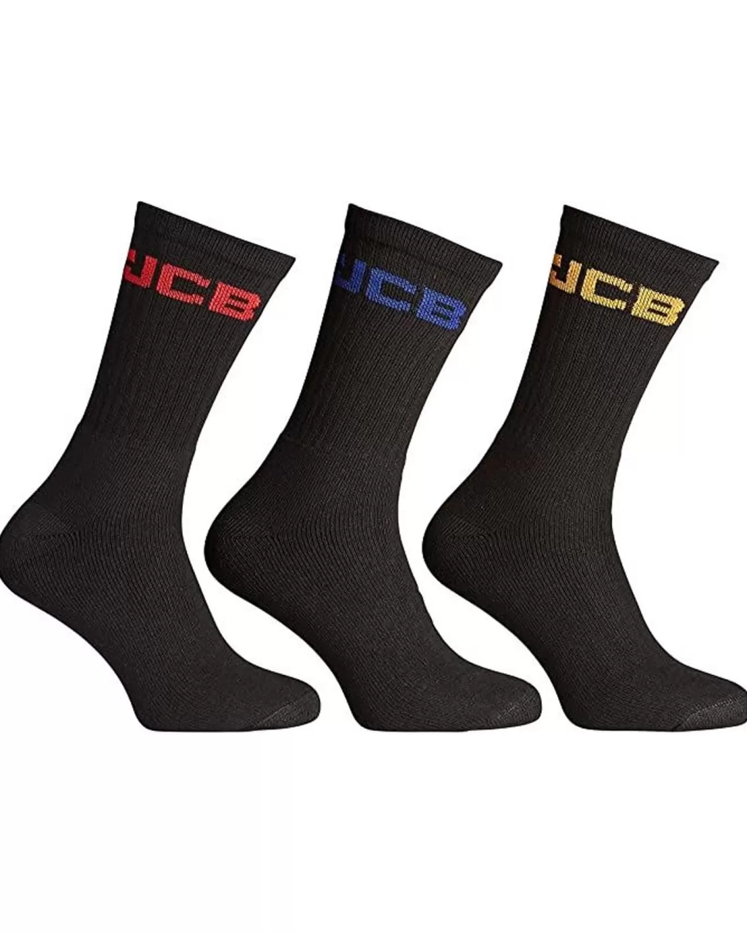 Men JCB Mens 3 Pack Crew Socks - Black