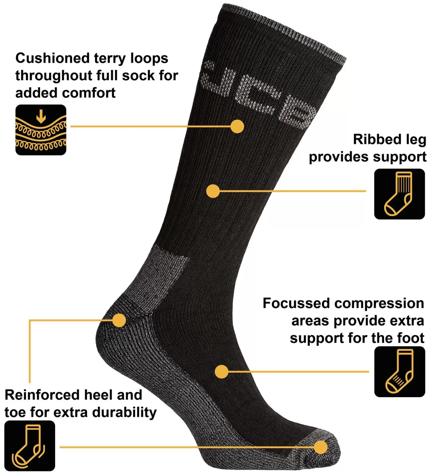 Men JCB Mens 3 Pack Heavy Duty Work Socks