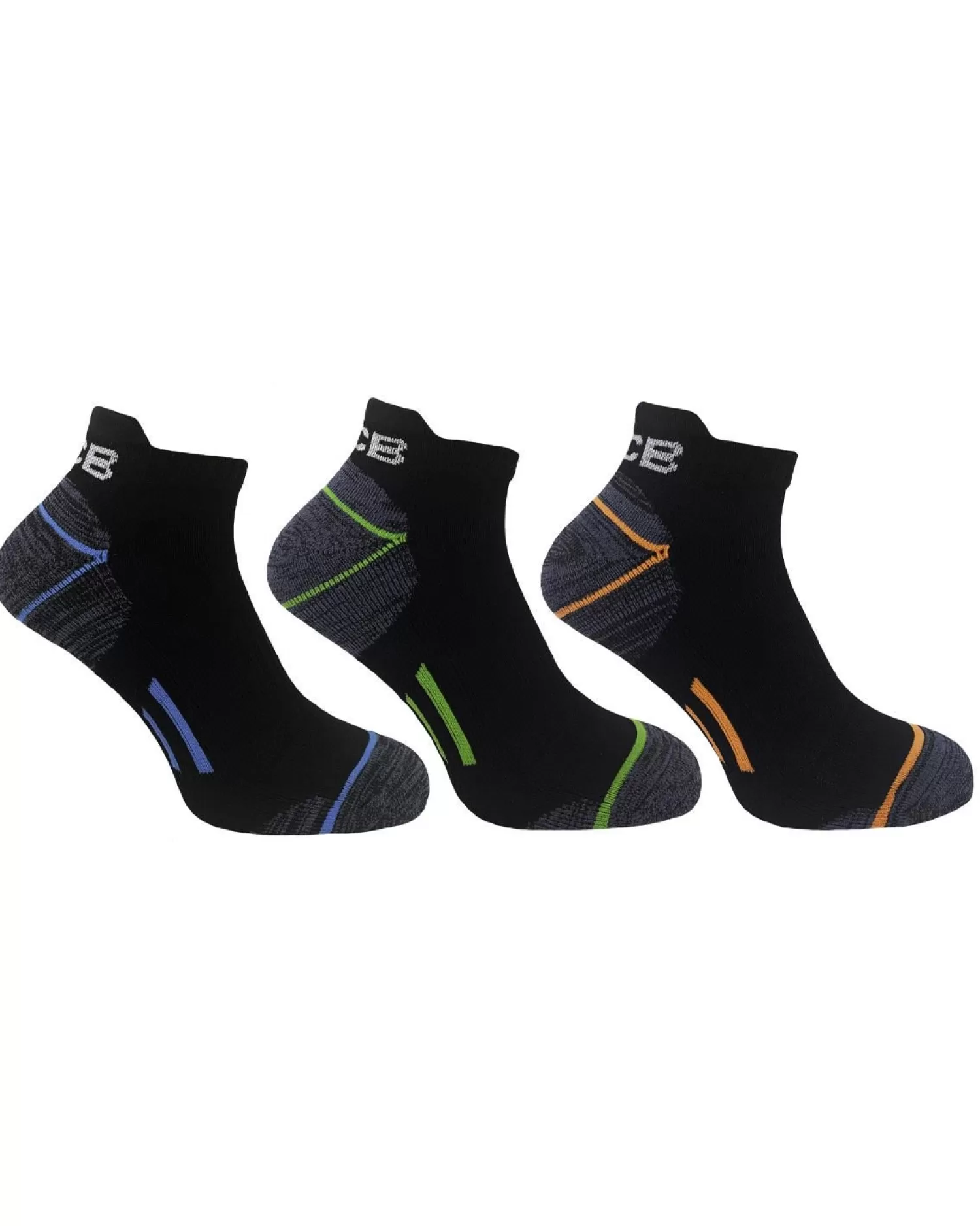 Men JCB Mens 3 Pack Neon Stripe Trainer Socks