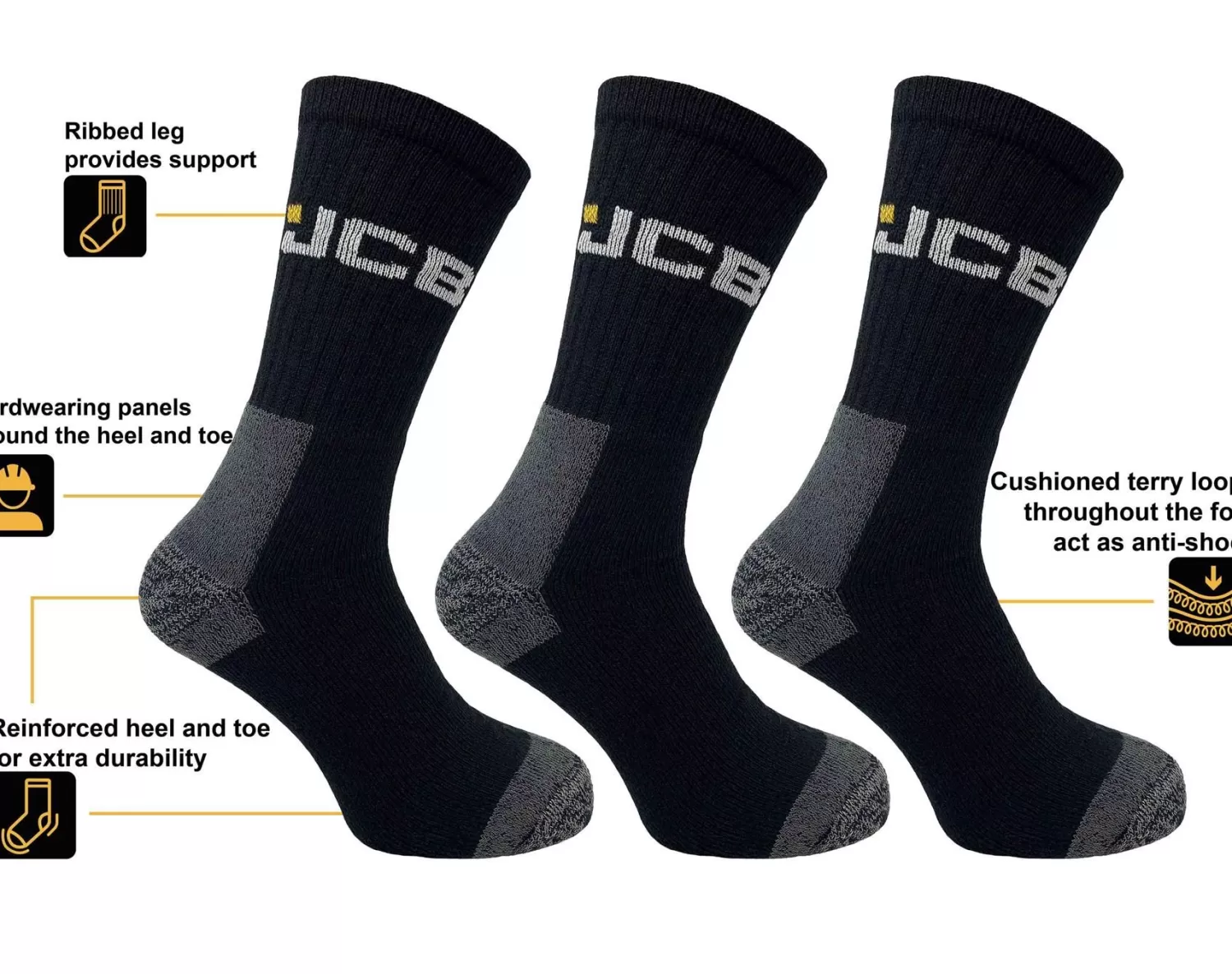 Men JCB Mens 3 Pack Work Socks