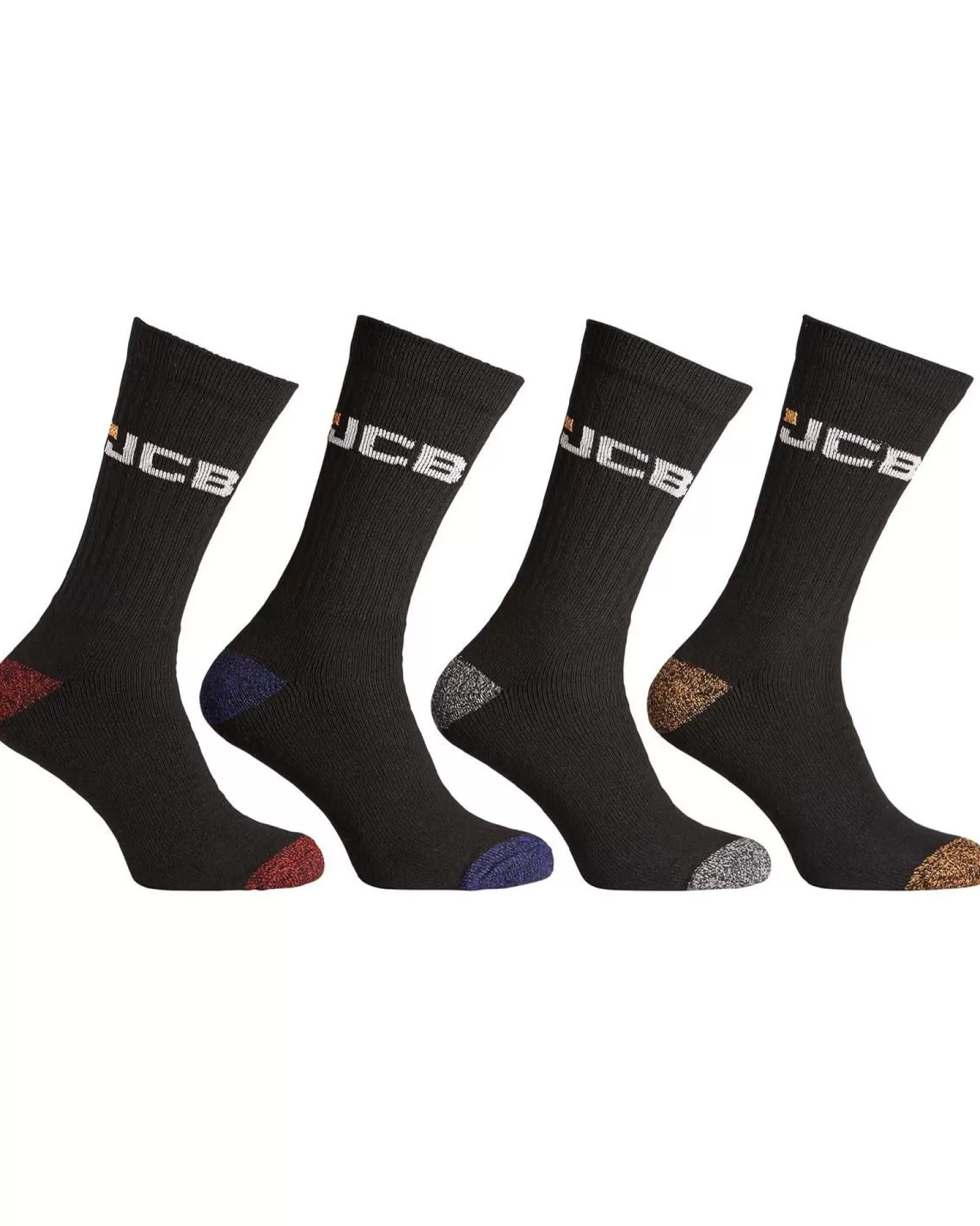 Men JCB Mens 4 Pack Coloured Heel Boot Socks