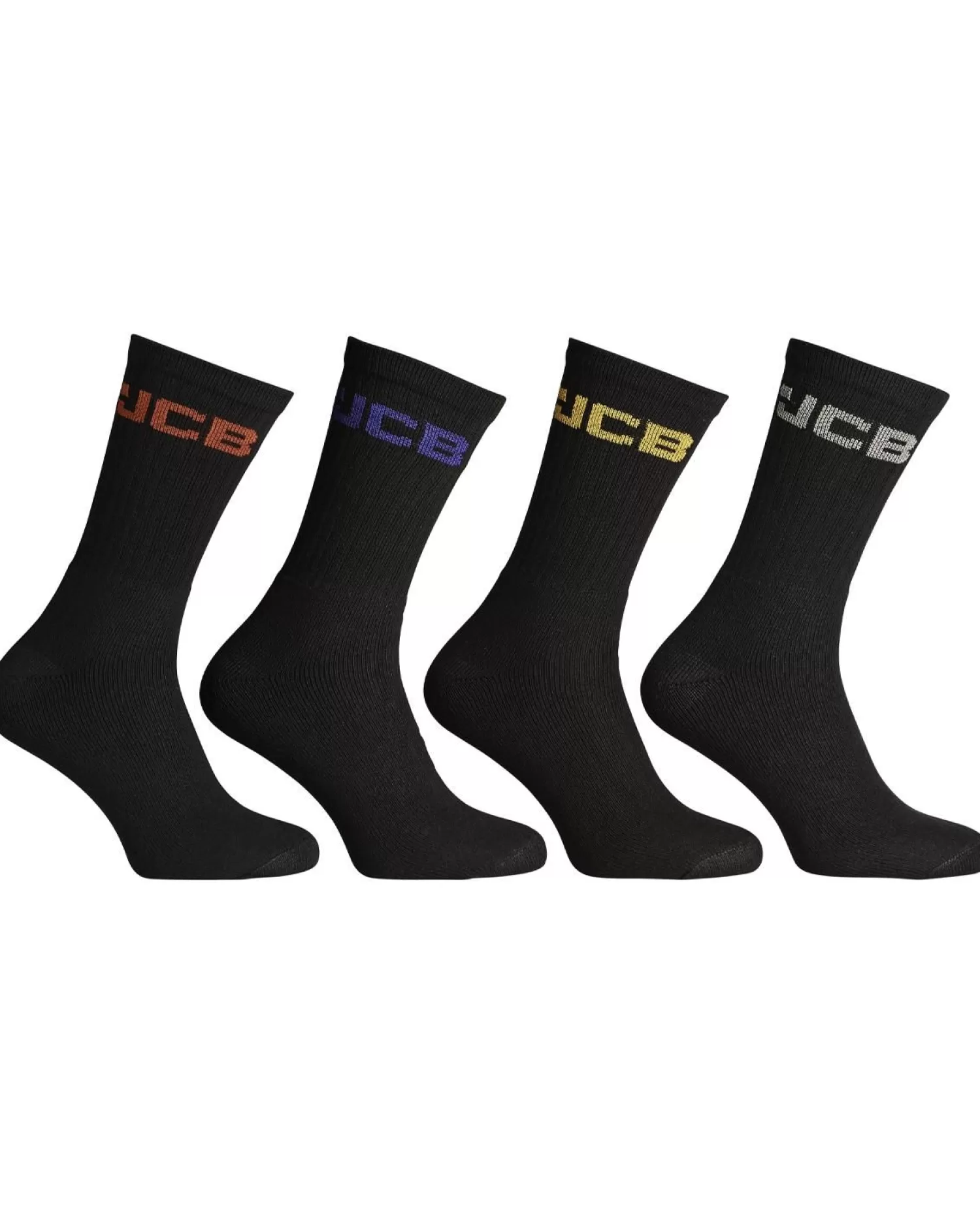 Men JCB Mens 4 Pack Crew Socks - Black