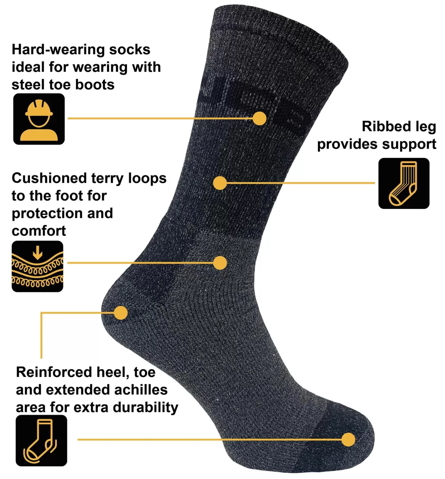 Men JCB Mens 4 Pack Outdoor Advantage Socks - Grey