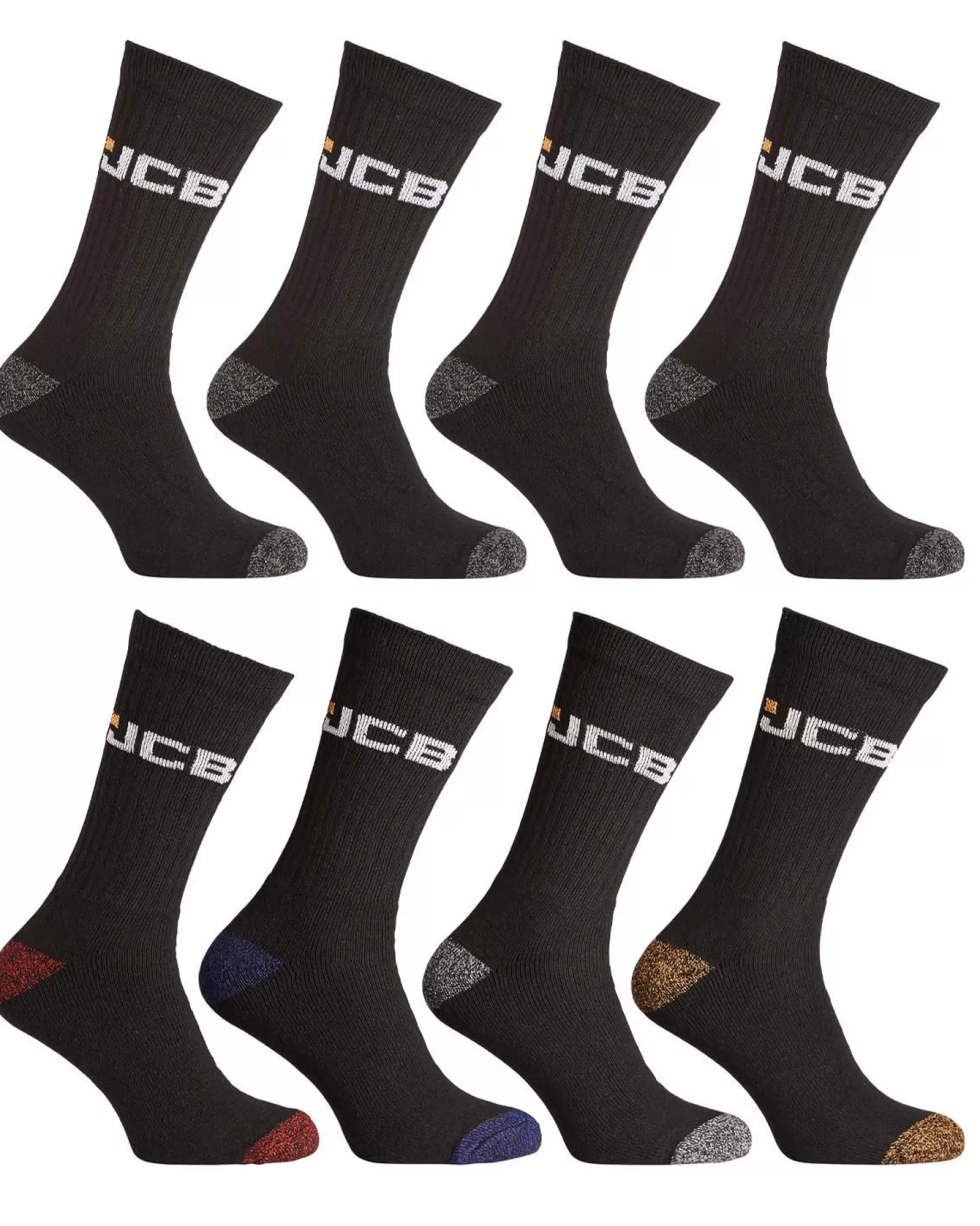 Men JCB Mens 8 Pack Workwear Apparel Socks