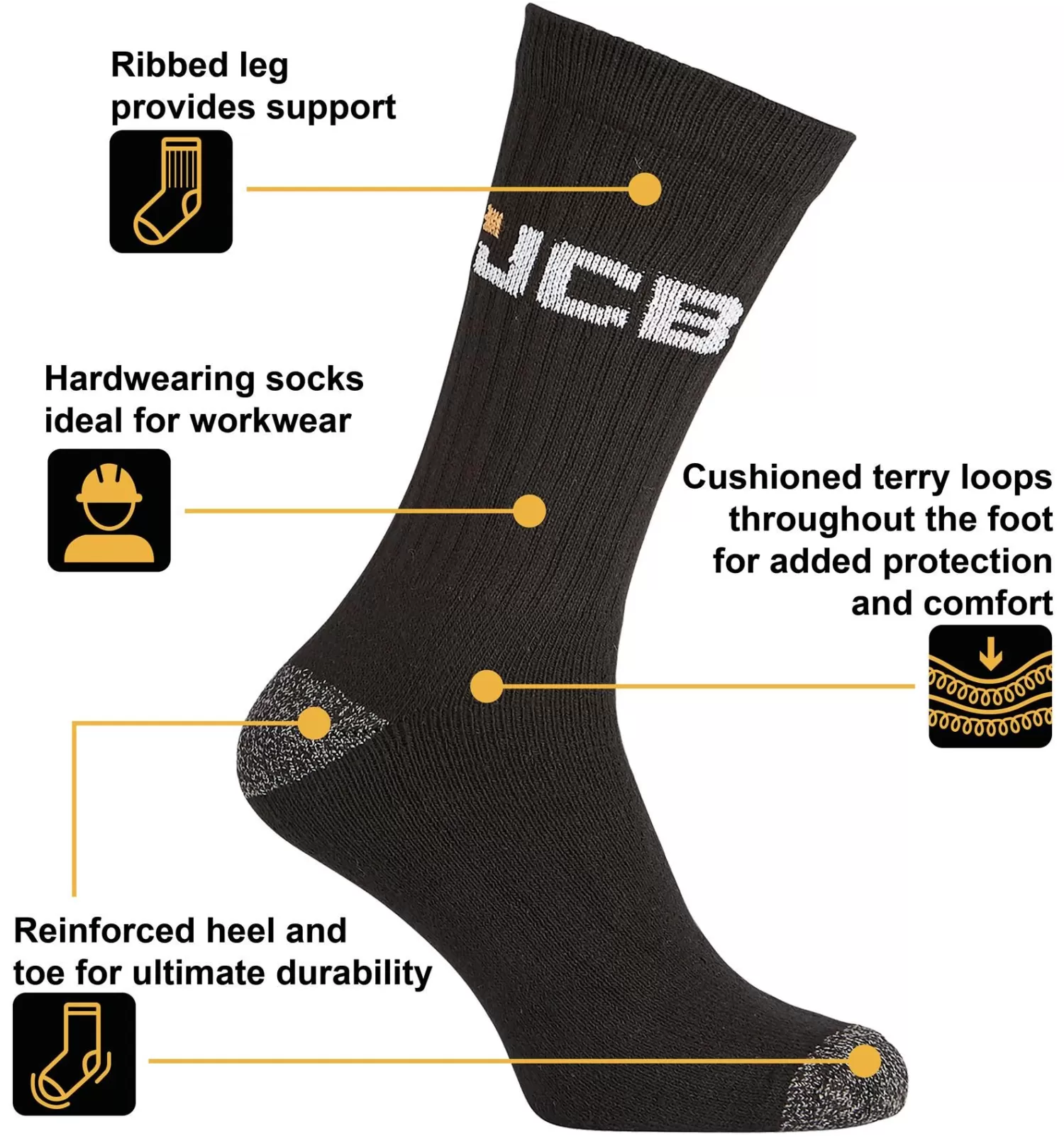 Men JCB Mens 8 Pack Workwear Apparel Socks