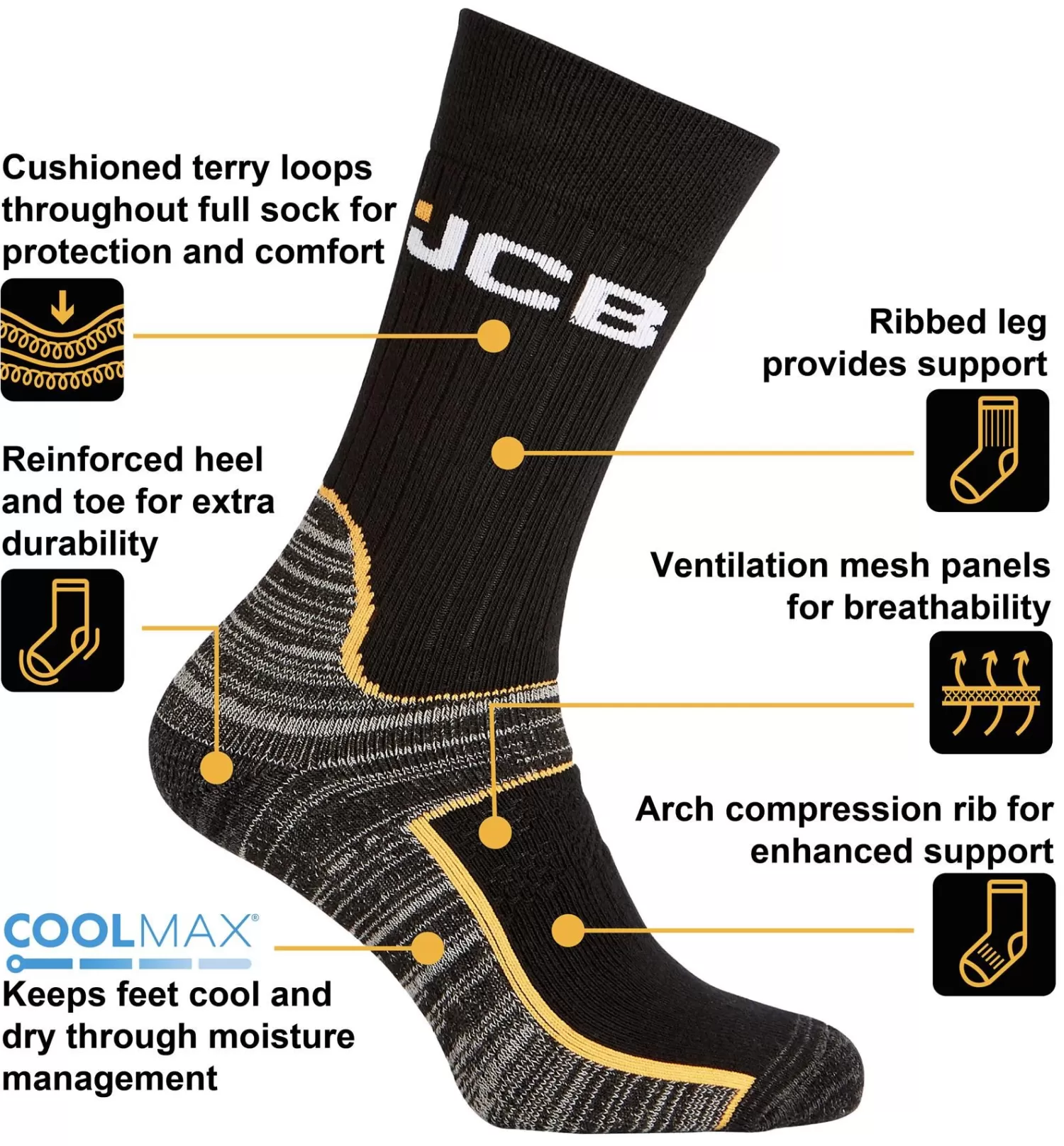 Men JCB Mens Pro Tech Cool Socks