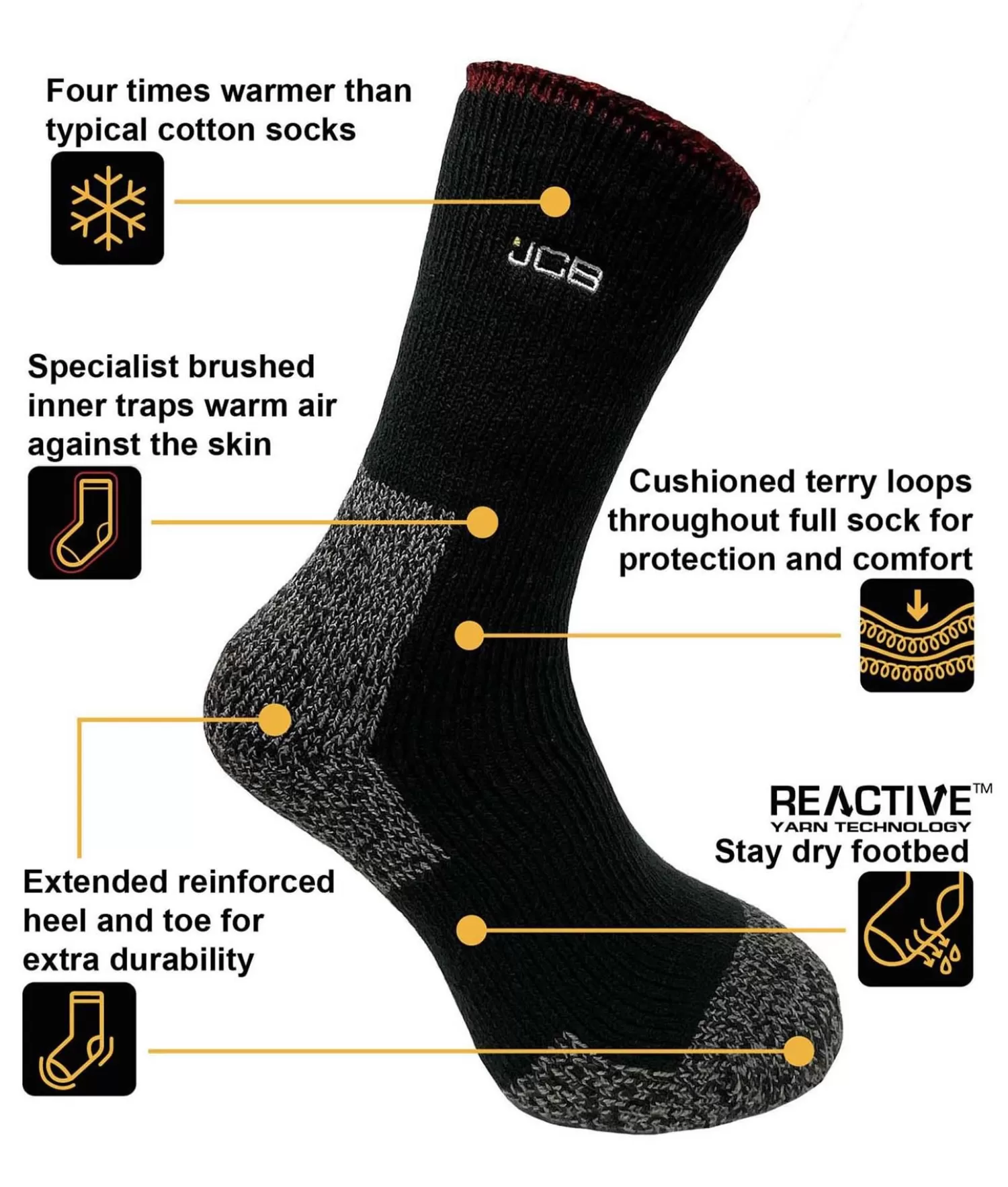 Men JCB Mens Thermasocks - Black