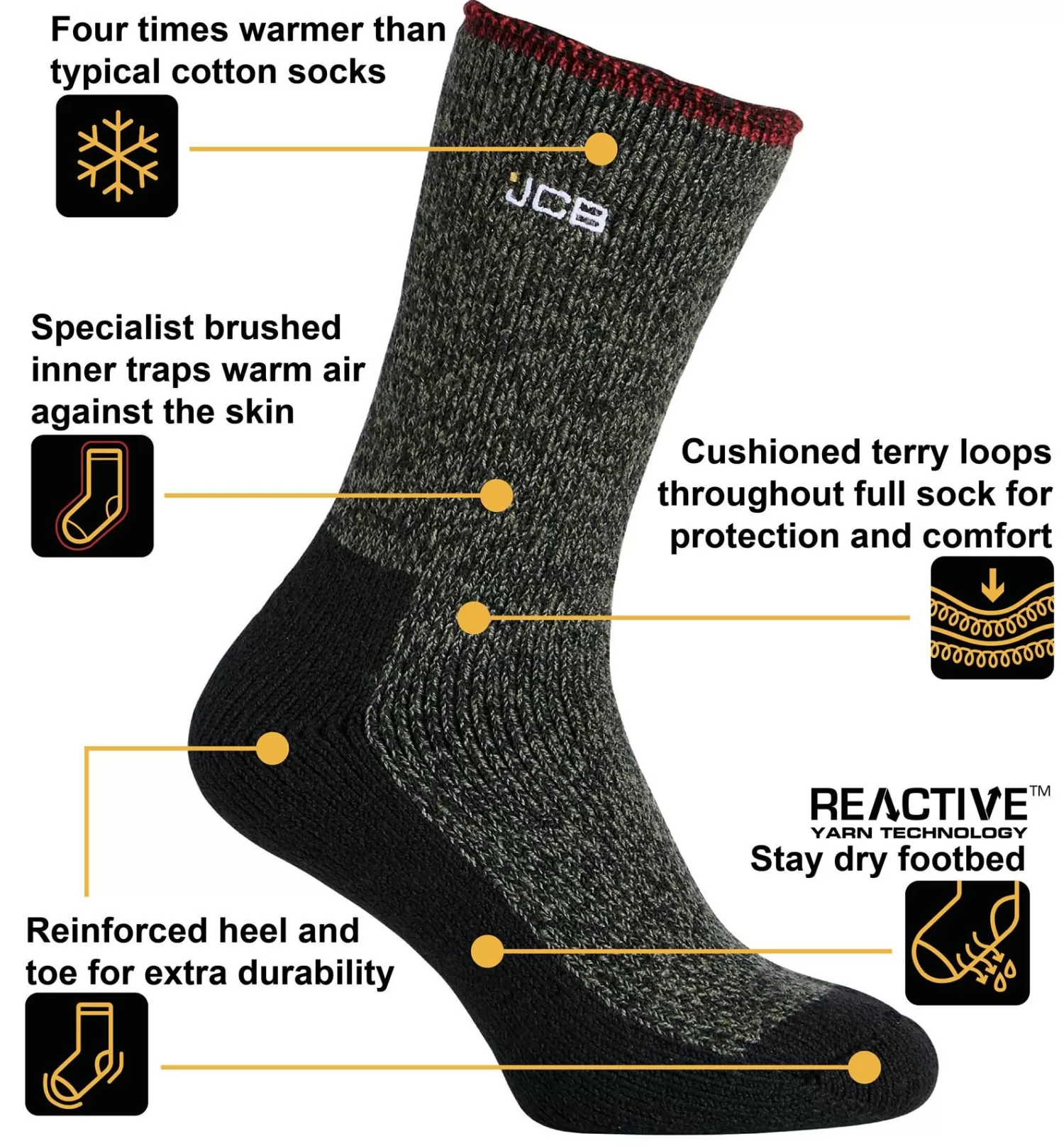 Men JCB Mens Thermasocks - Khaki