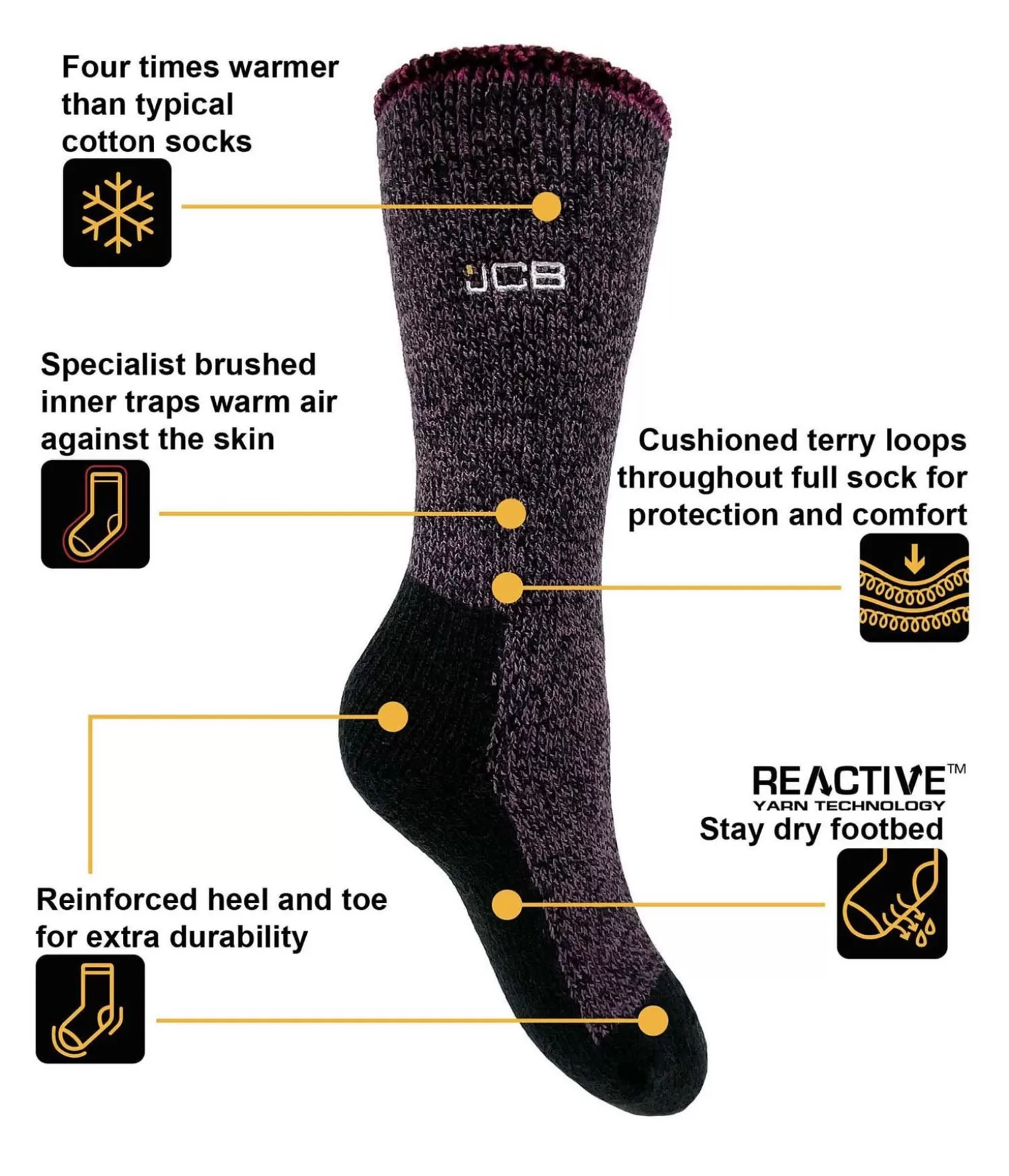 JCB Socks | Womens Thermasocks - Purple