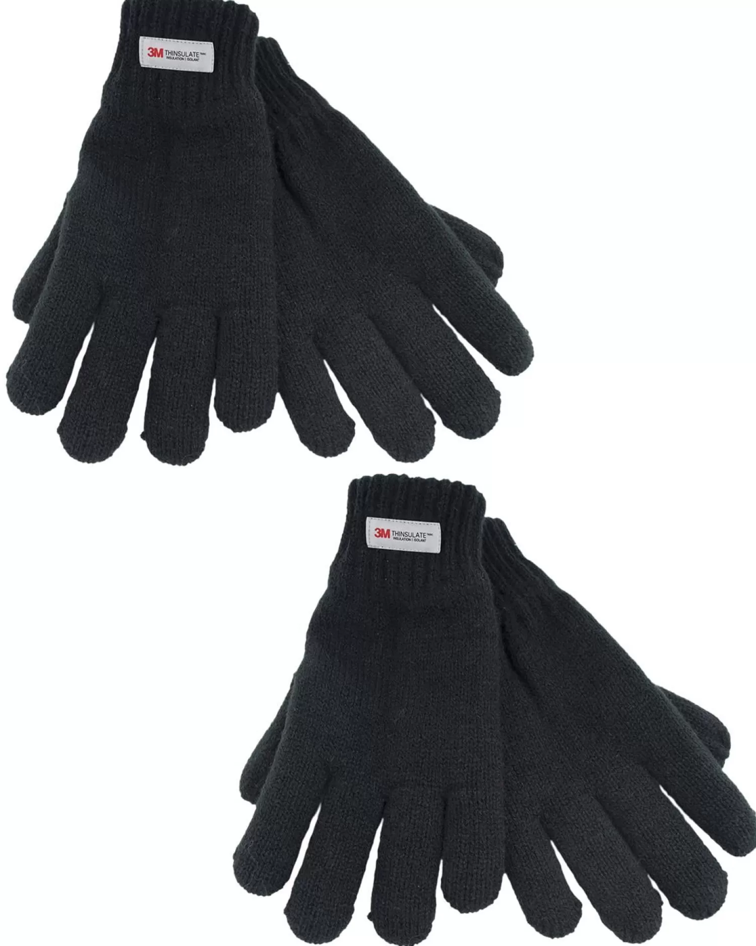 Kids * Kids 2 Pack Black Knitted Thinsulate Gloves