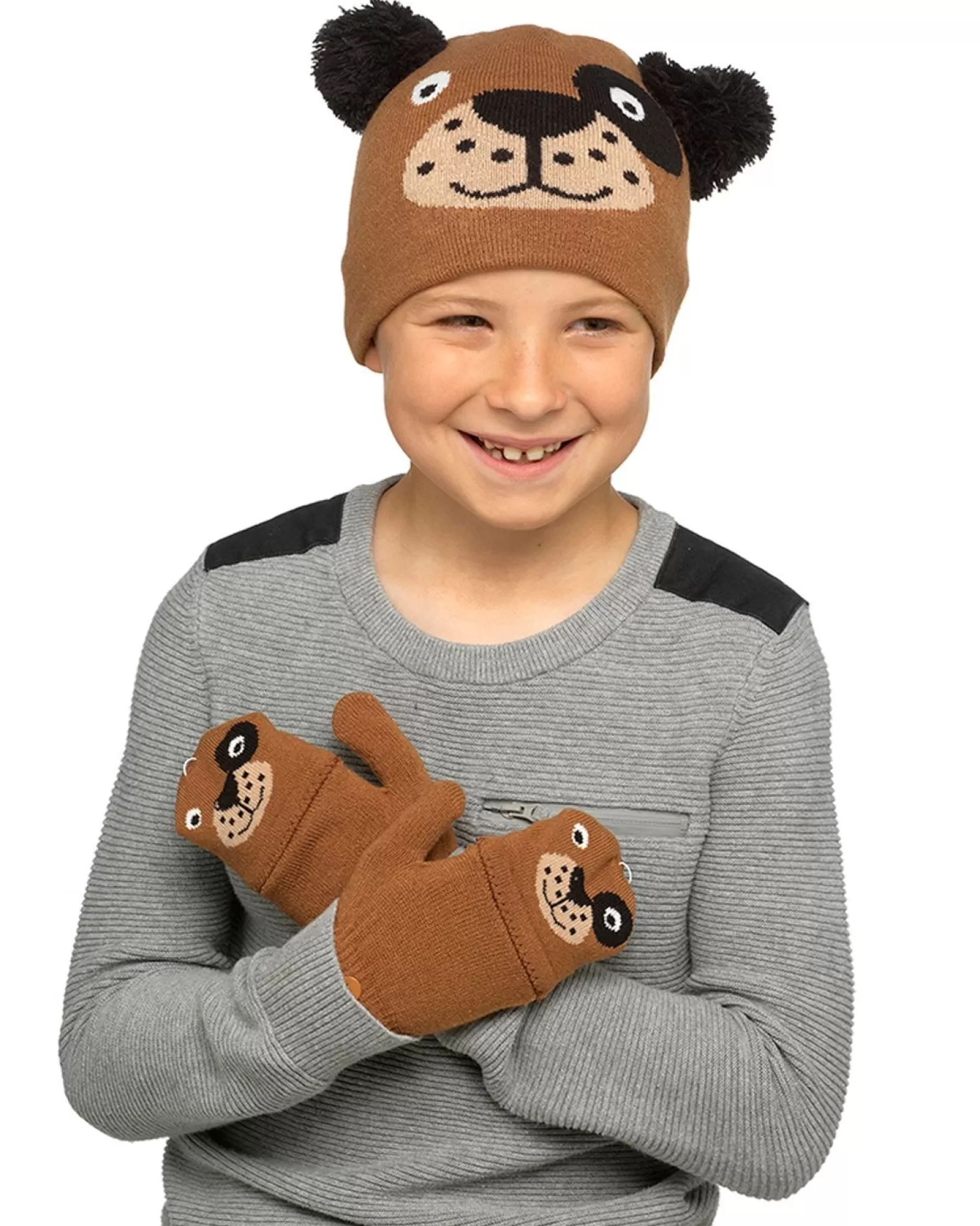 Kids * Kids Brown Dog Hat & Gloves Set