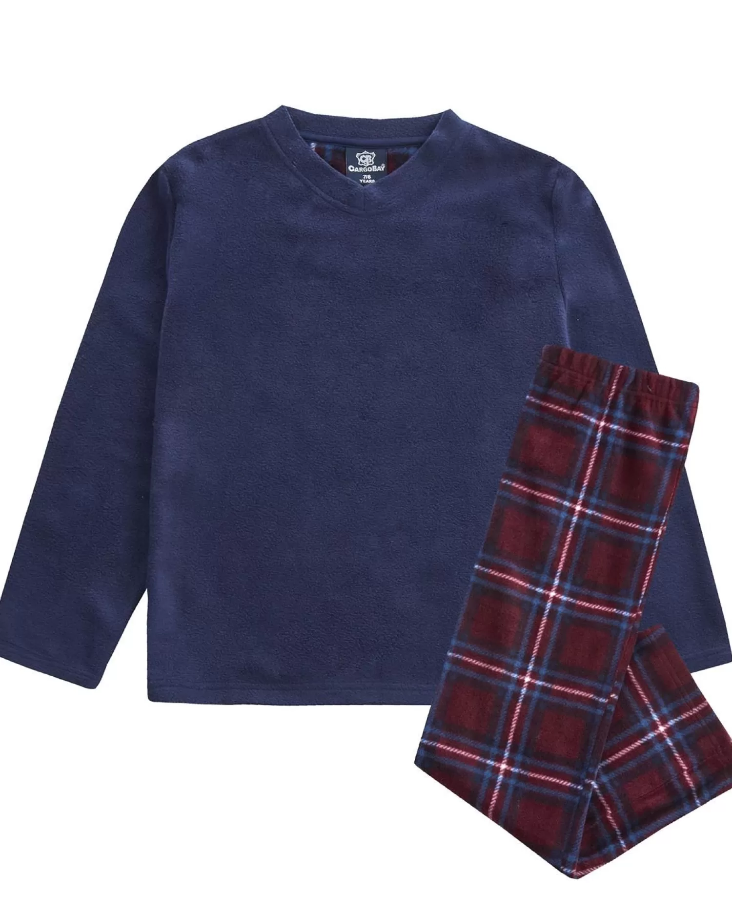 Kids Cargo Bay Kids Check Fleece Pyjamas - Navy