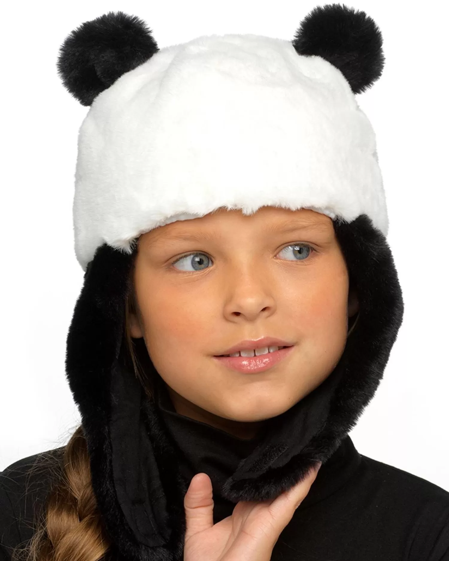 Kids * Kids Faux Fur Panda Hat With Ears