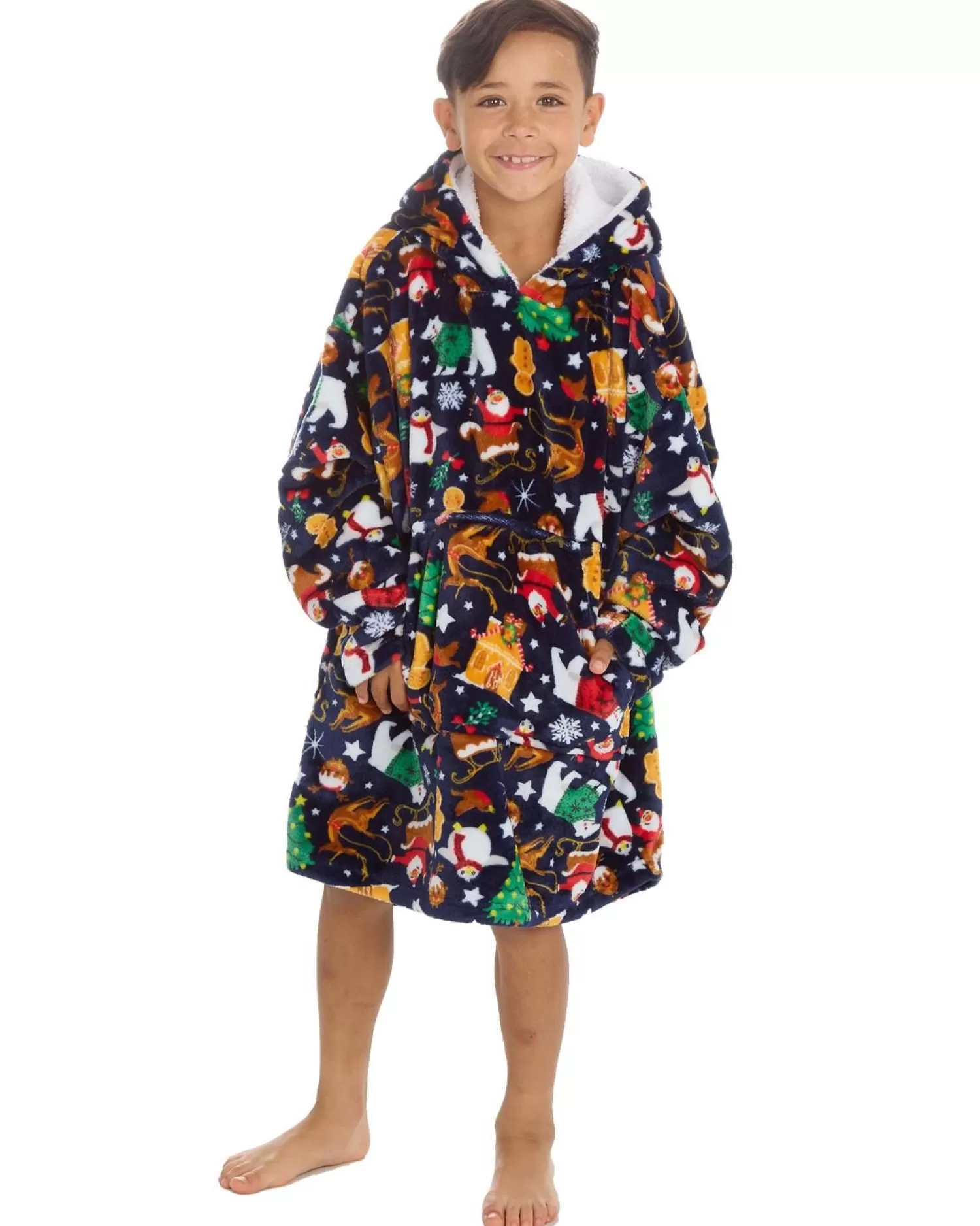 Kids Slumber Party Kids Festive Christmas Print Oversized Hoodie