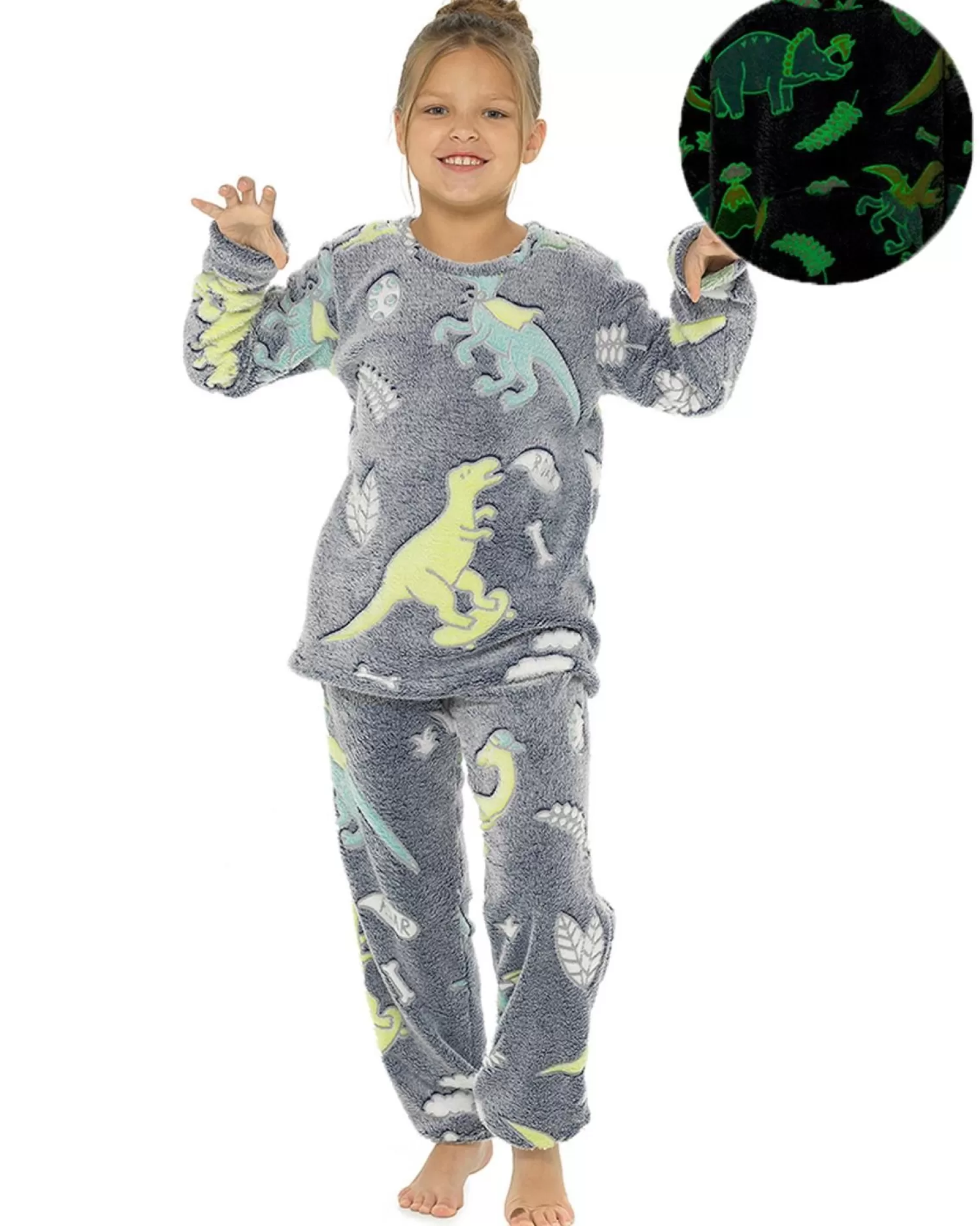 Kids Follow That Dream Kids Glow In The Dark Dinosaur Pyjamas