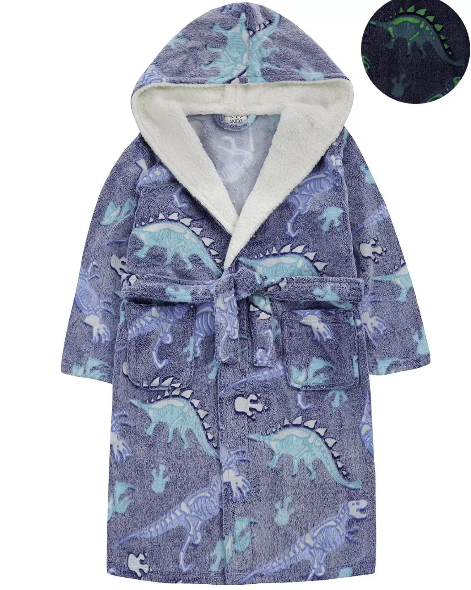 Kids * Kids Glow In The Dark Dressing Gown - Blue Dinosaurs