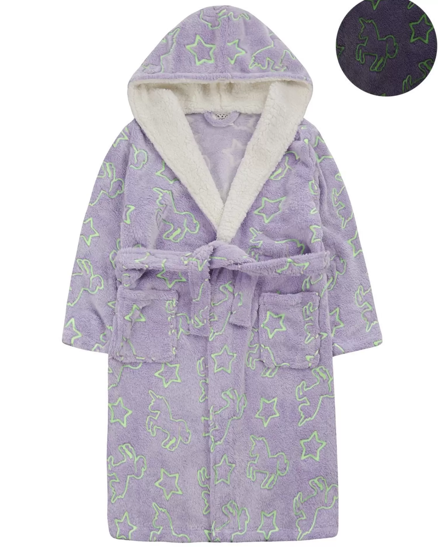 Kids * Kids Glow In The Dark Dressing Gown - Purple Unicorns