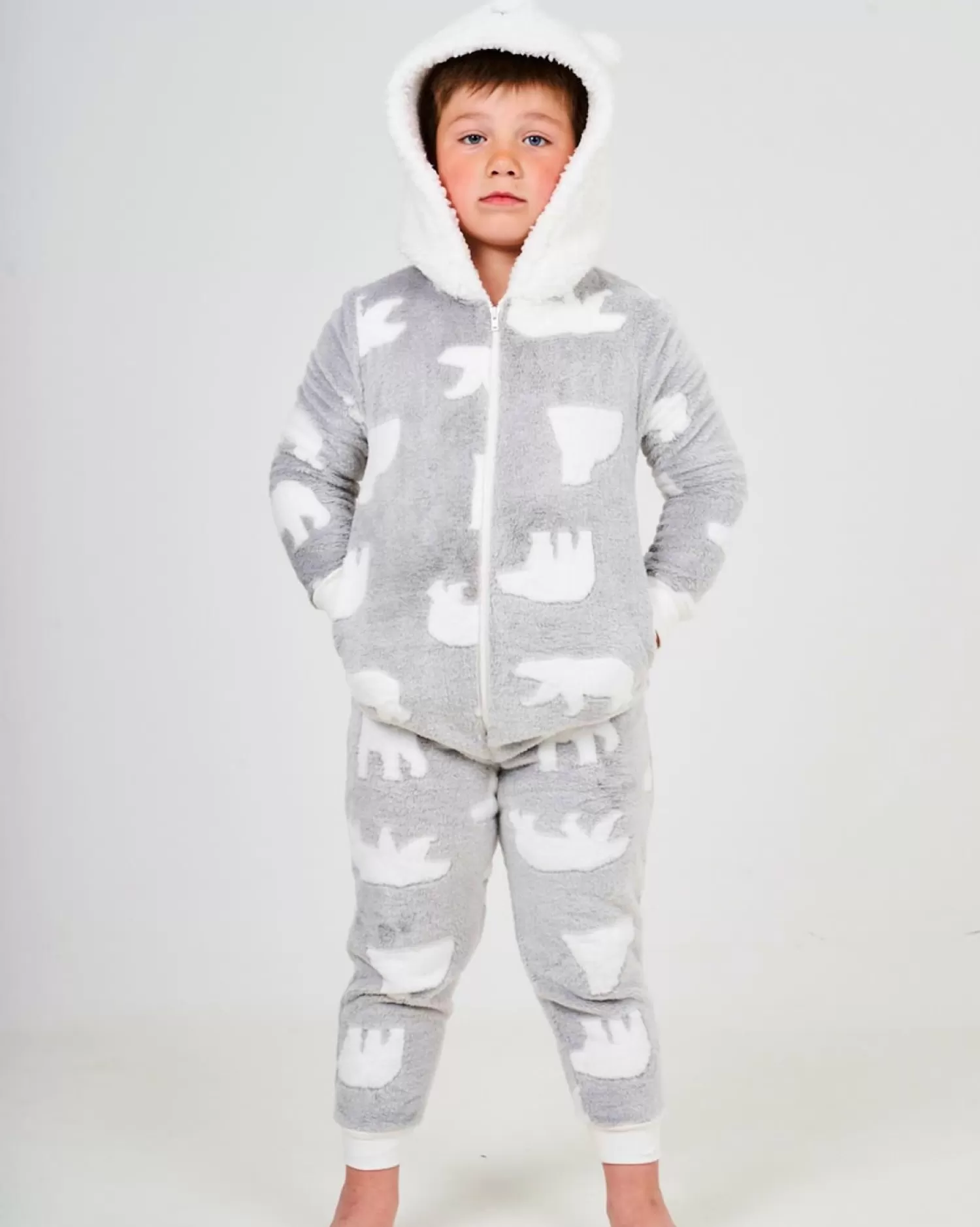 Kids * Kids Grey Polar Bear Onesie