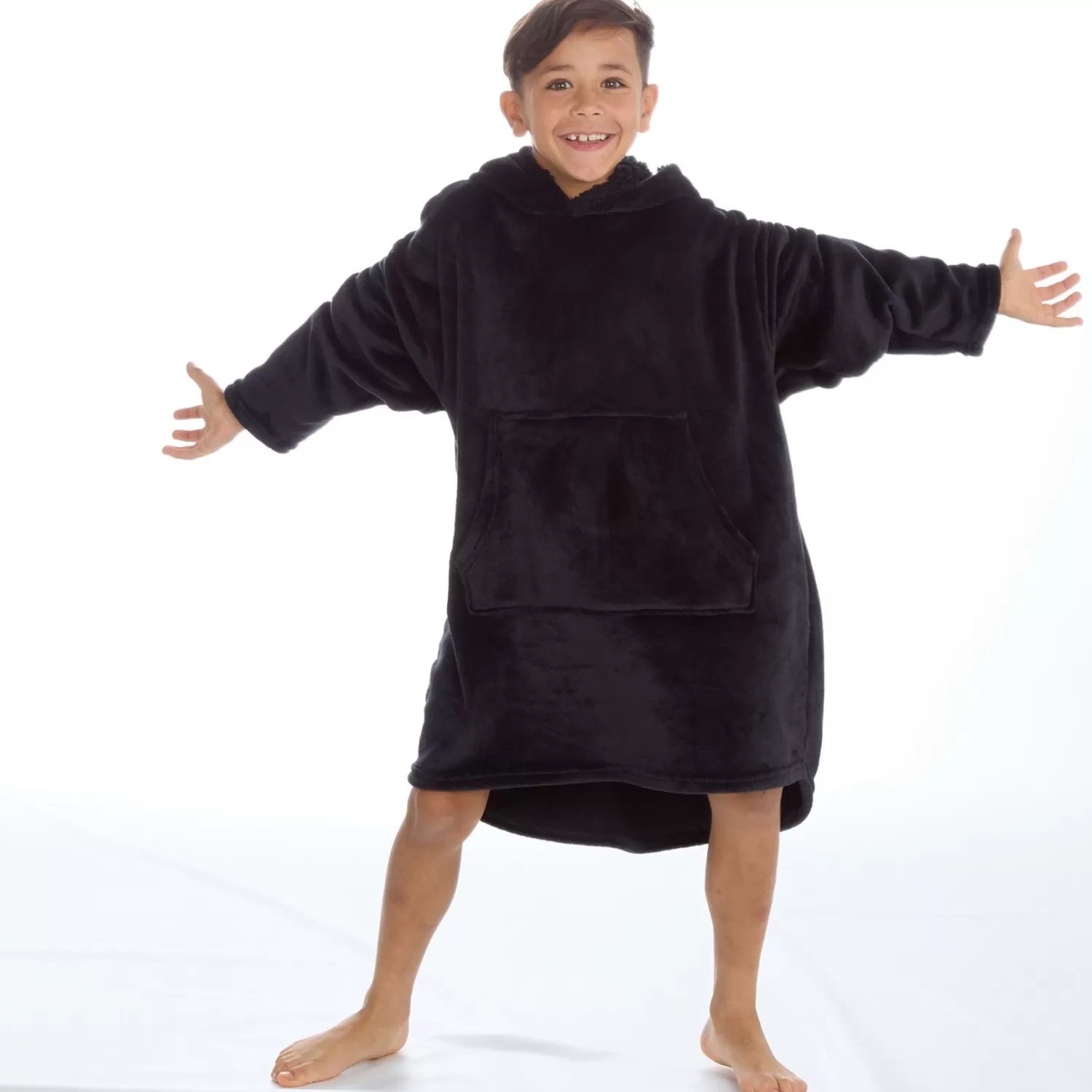 Kids Embargo Kids Polished Fleece Oversized Hoodie - Black