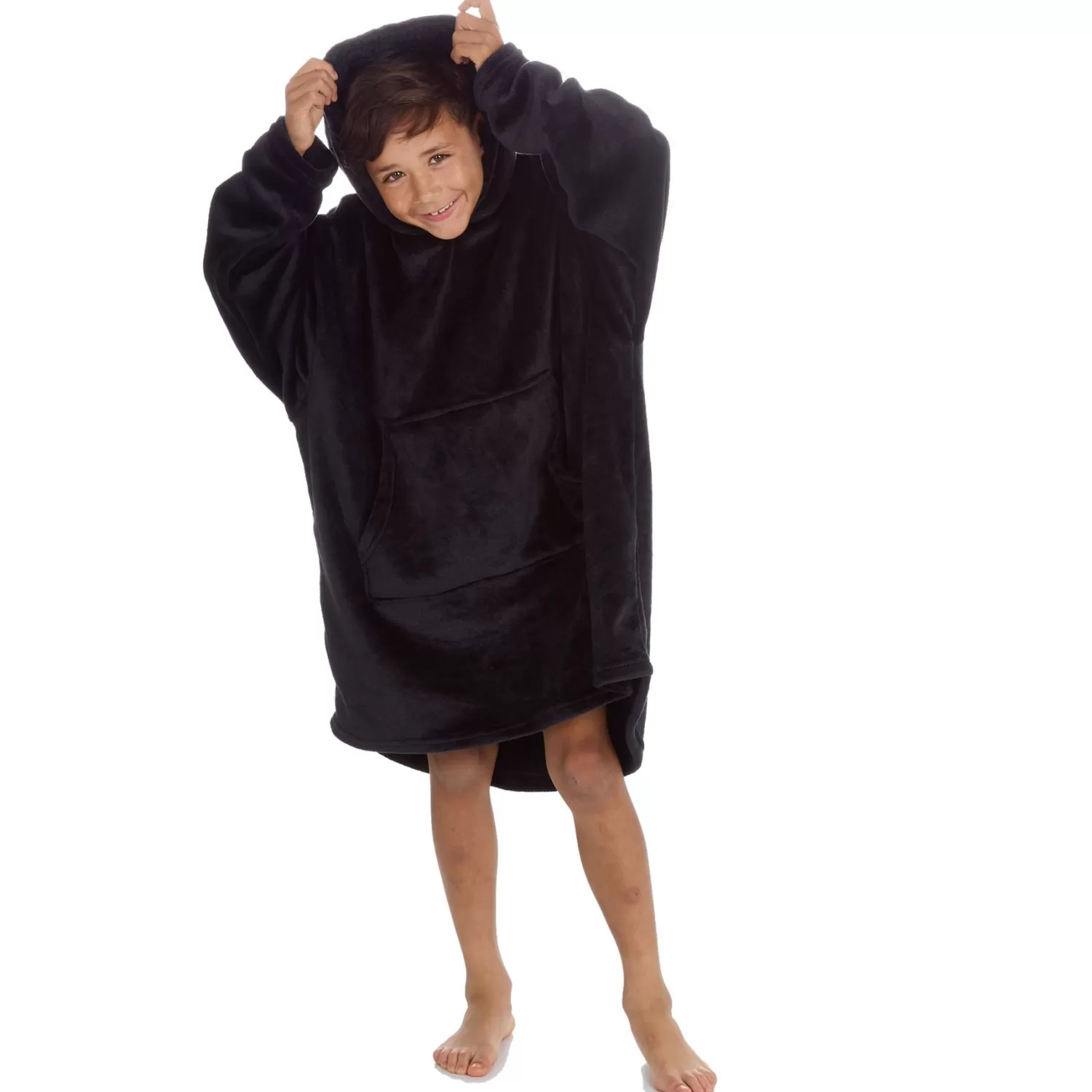 Kids Embargo Kids Polished Fleece Oversized Hoodie - Black