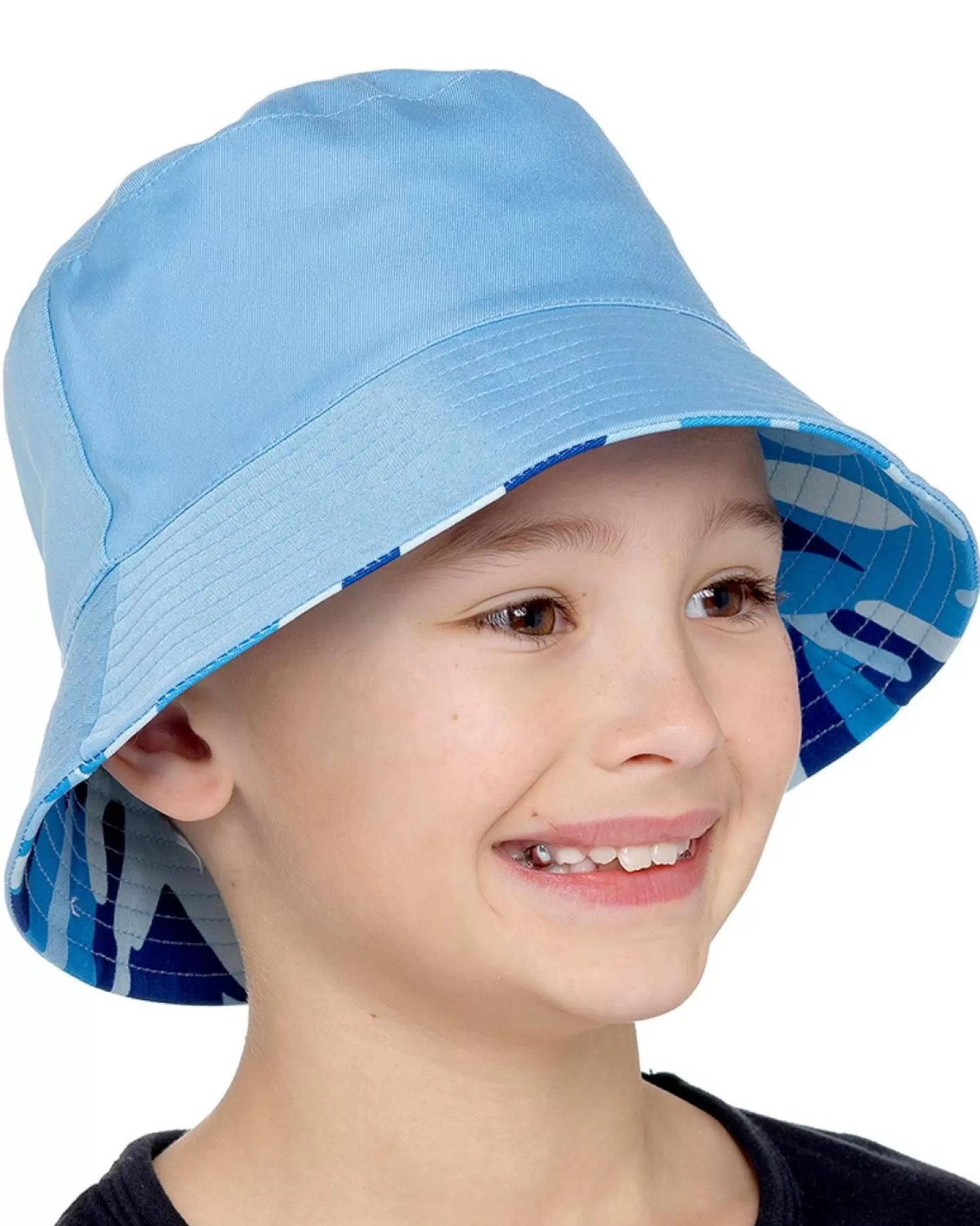 Kids Bertie & Bo Kids Reversible Bucket Hat - Blue Camo