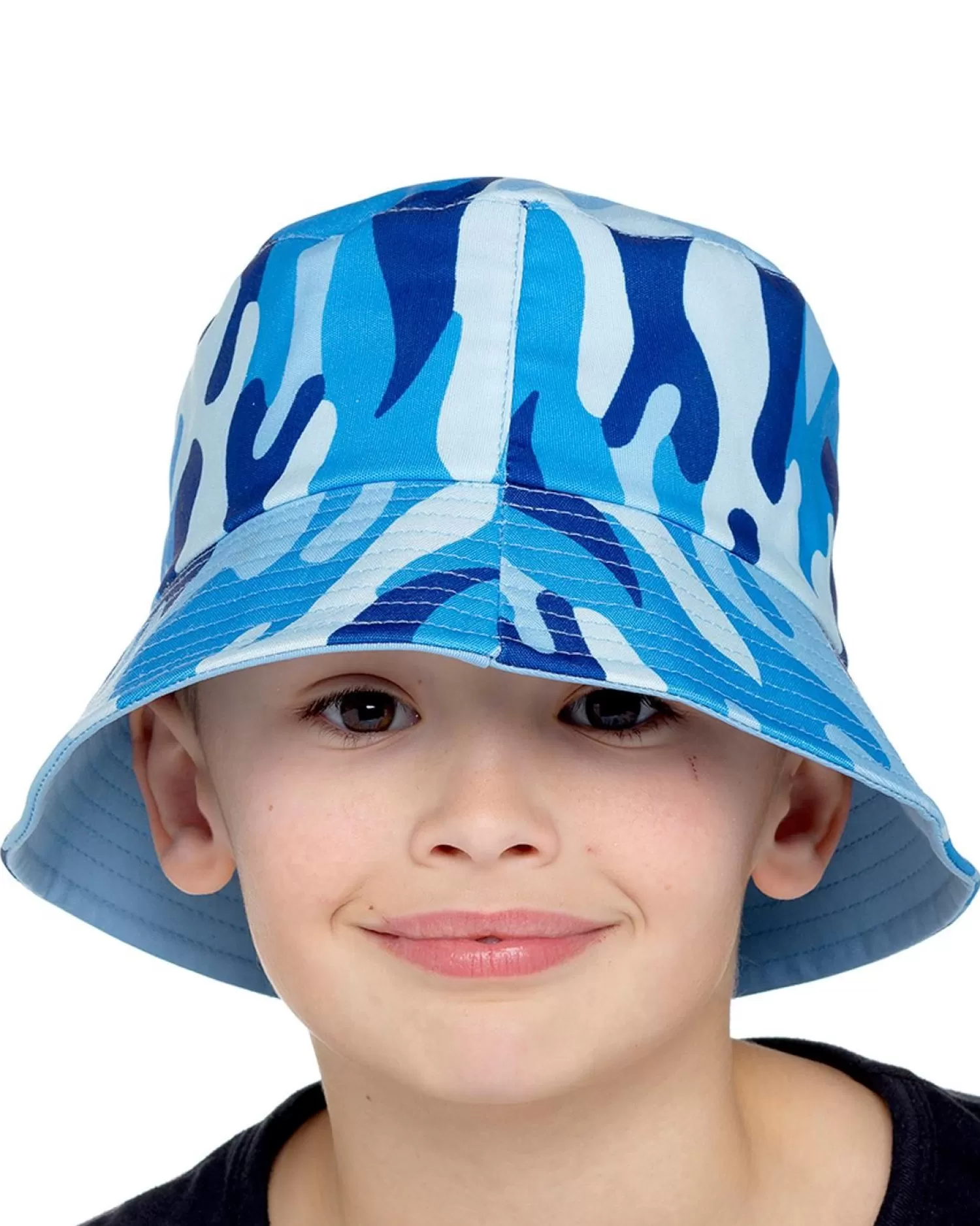 Kids Bertie & Bo Kids Reversible Bucket Hat - Blue Camo