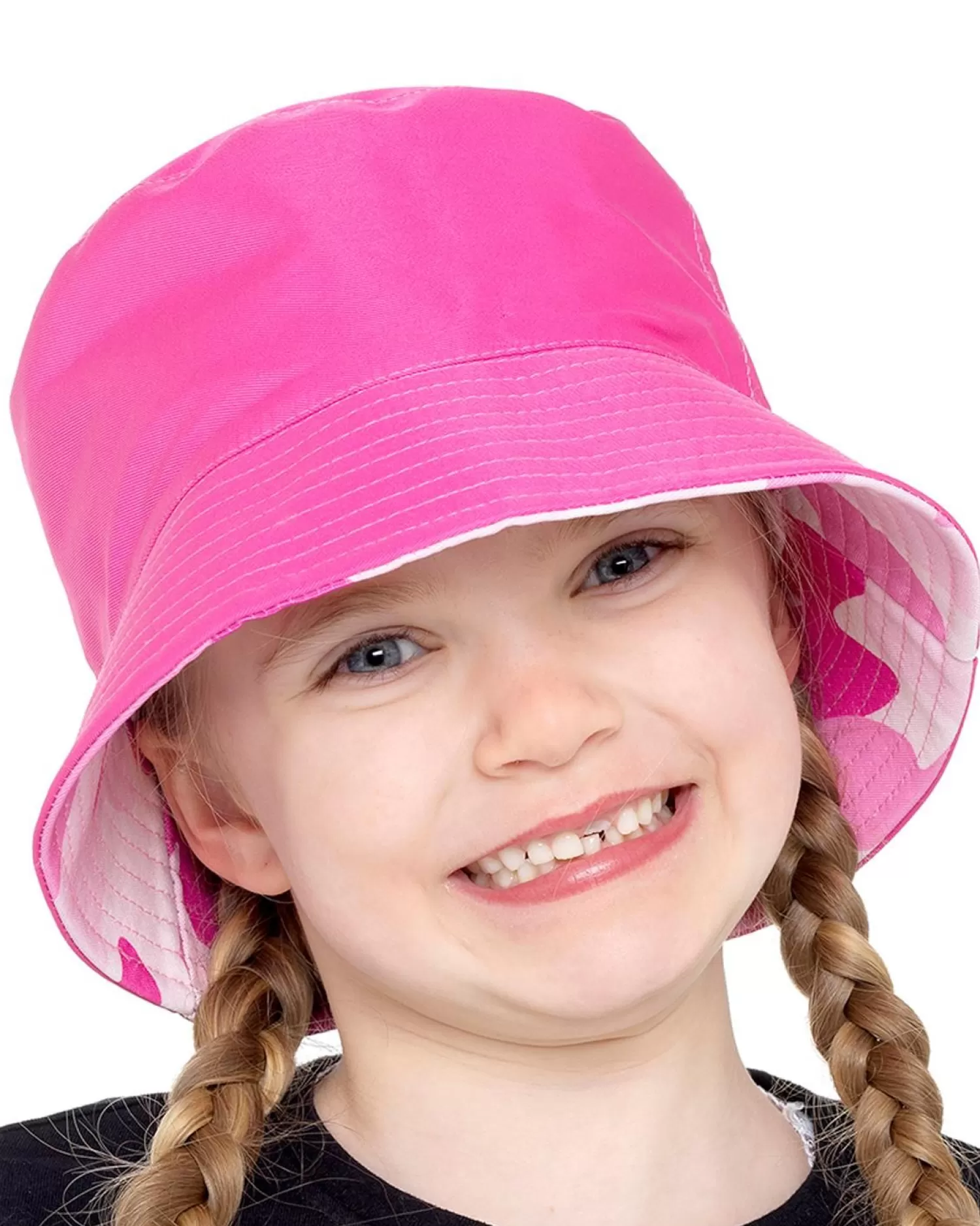 Kids Bertie & Bo Kids Reversible Bucket Hat - Pink Camo