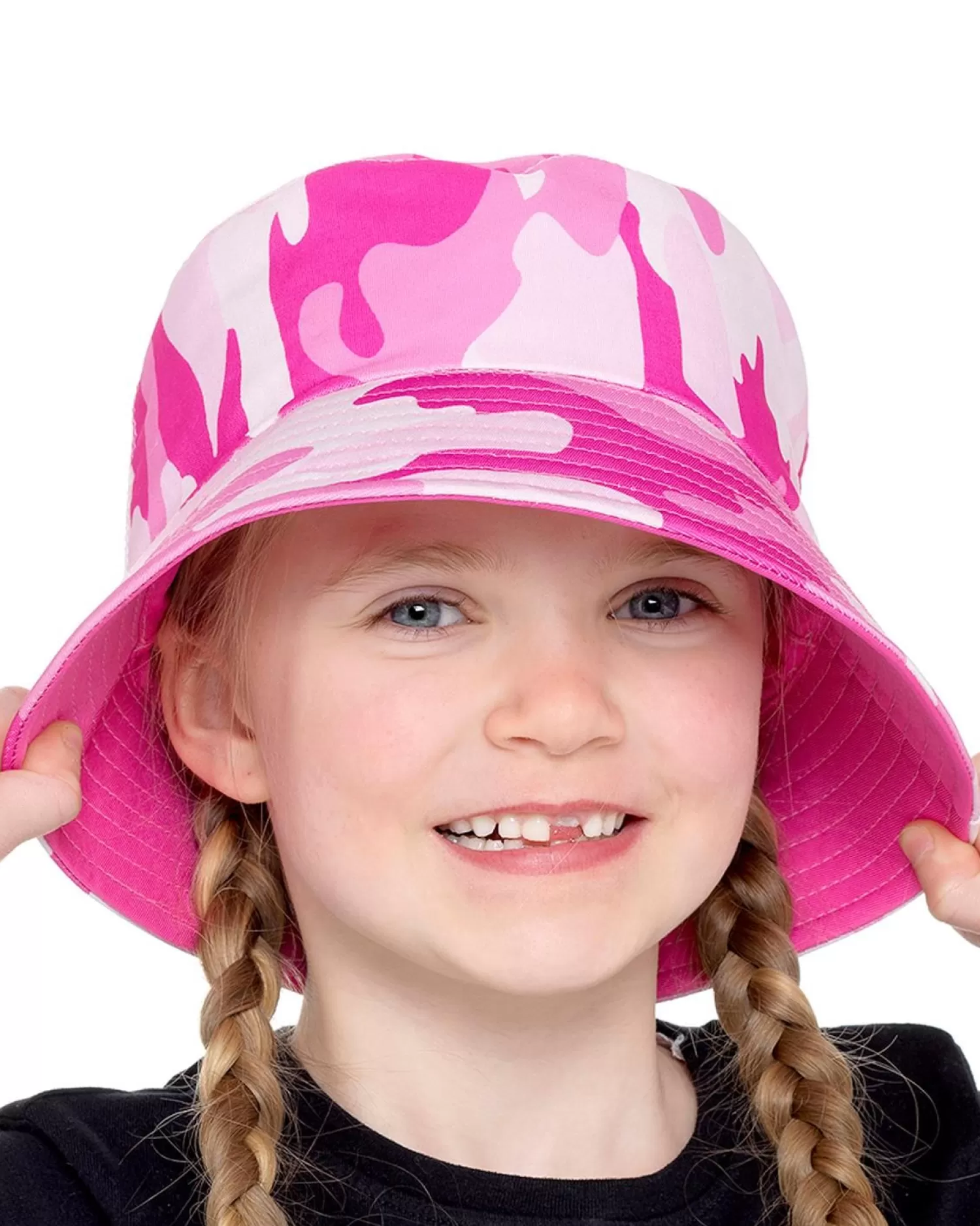 Kids Bertie & Bo Kids Reversible Bucket Hat - Pink Camo