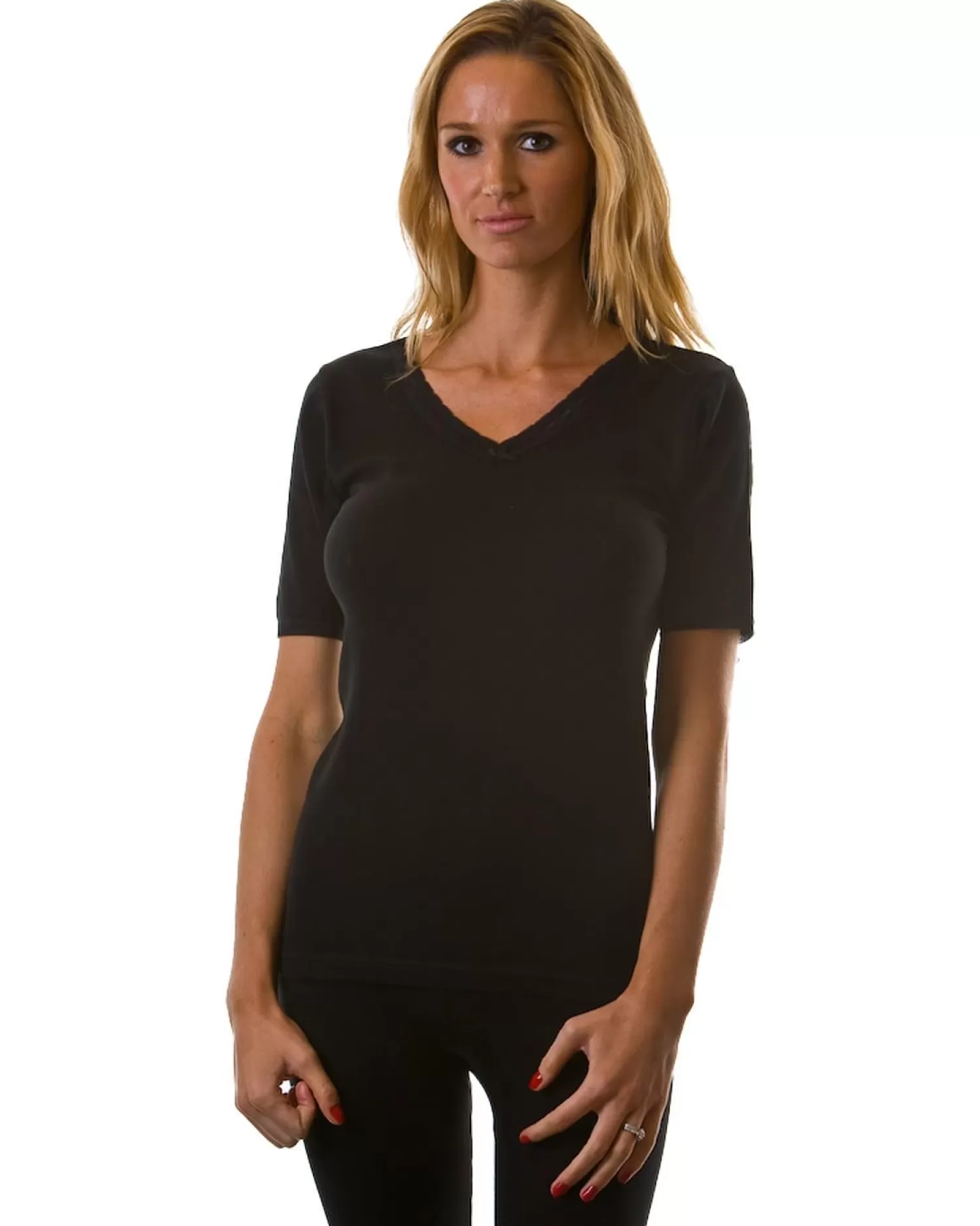 La Marquise Thermals | 2 Pack Thermal Short Sleeve Top - Black