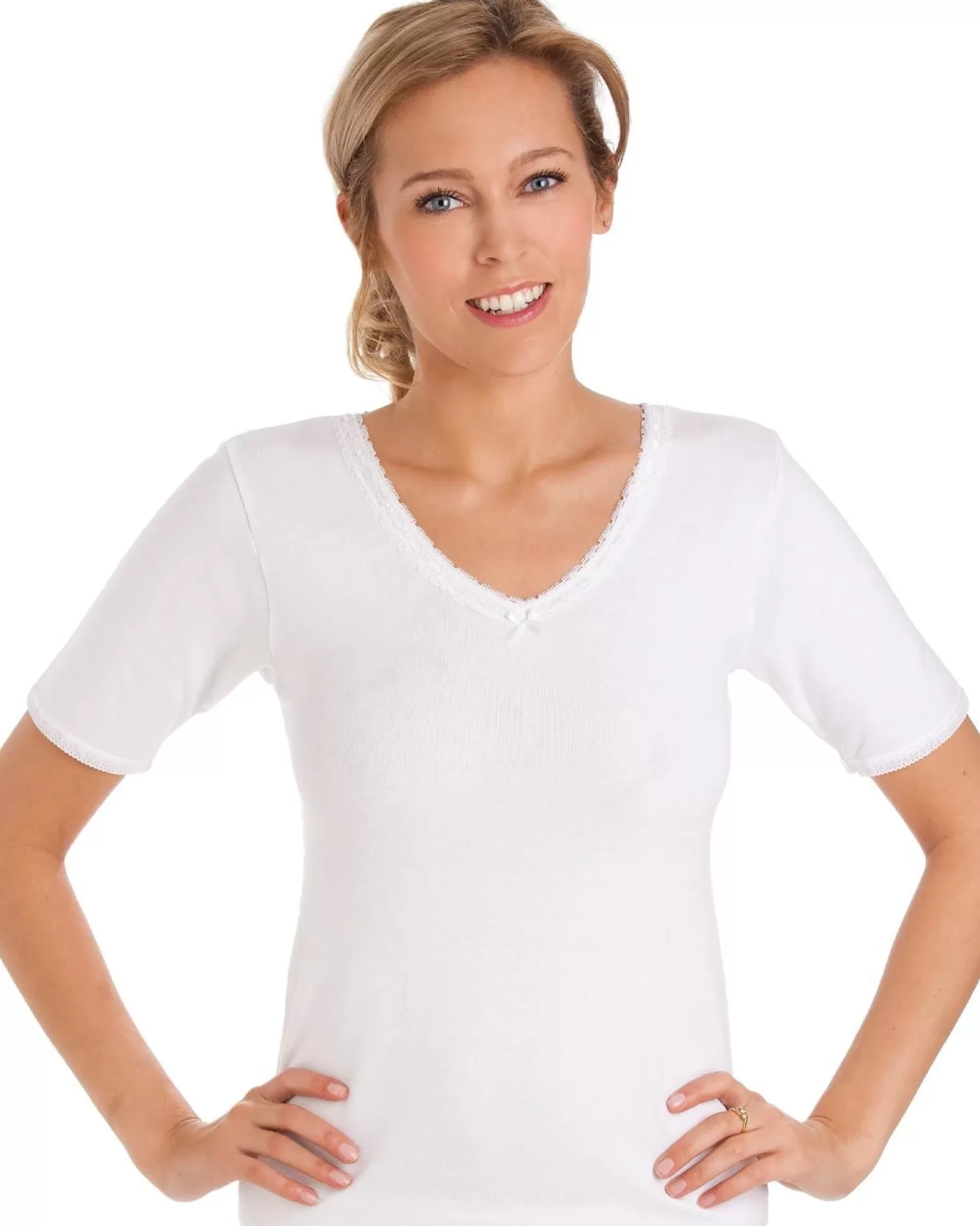 La Marquise Thermals | 2 Pack Thermal Short Sleeve Top - White