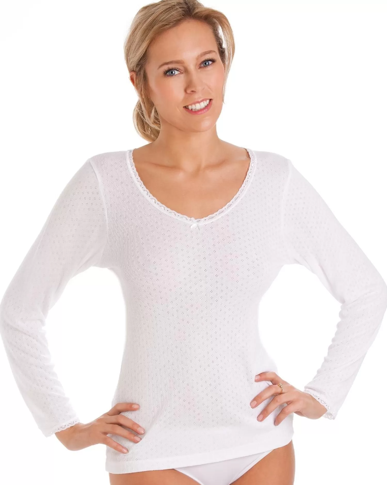 La Marquise Thermals | 2 Pack Viloft Thermal Long Sleeve Top - White