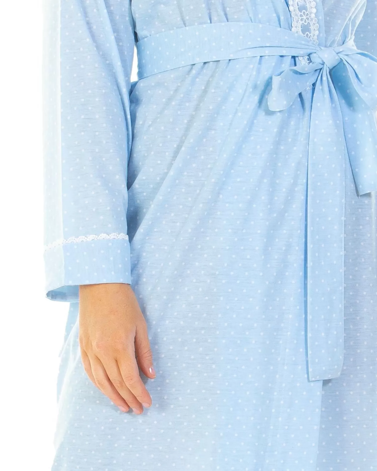 La Marquise Dressing Gowns | Cotton Dots Robe - Blue