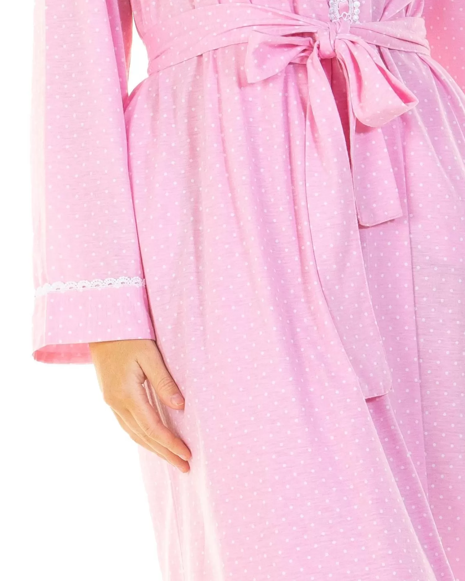 La Marquise Dressing Gowns | Cotton Dots Robe - Pink