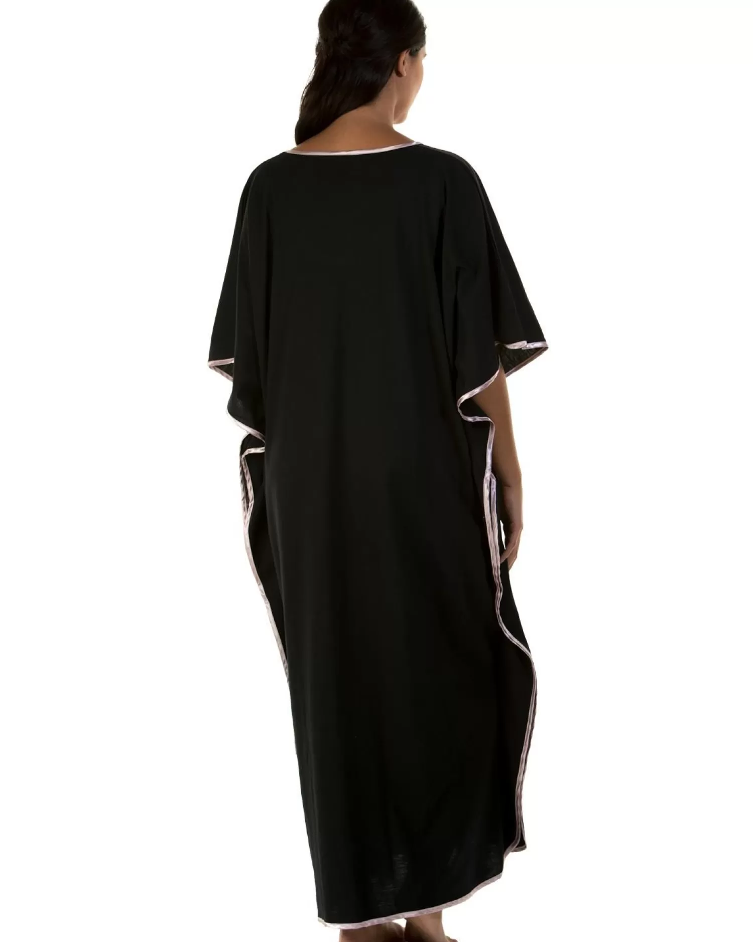 La Marquise Nighties | Embroidered Kaftan - Black