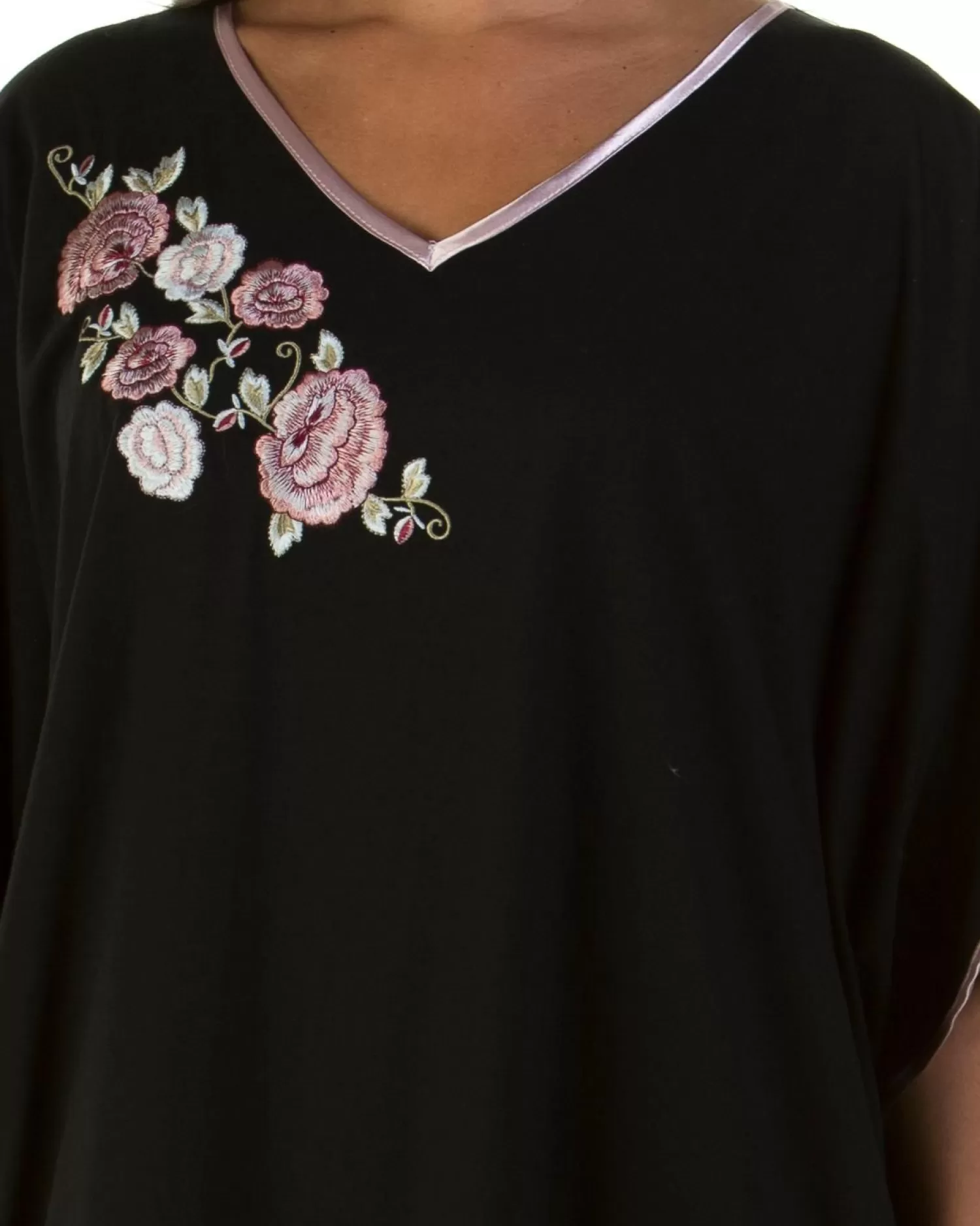 La Marquise Nighties | Embroidered Kaftan - Black