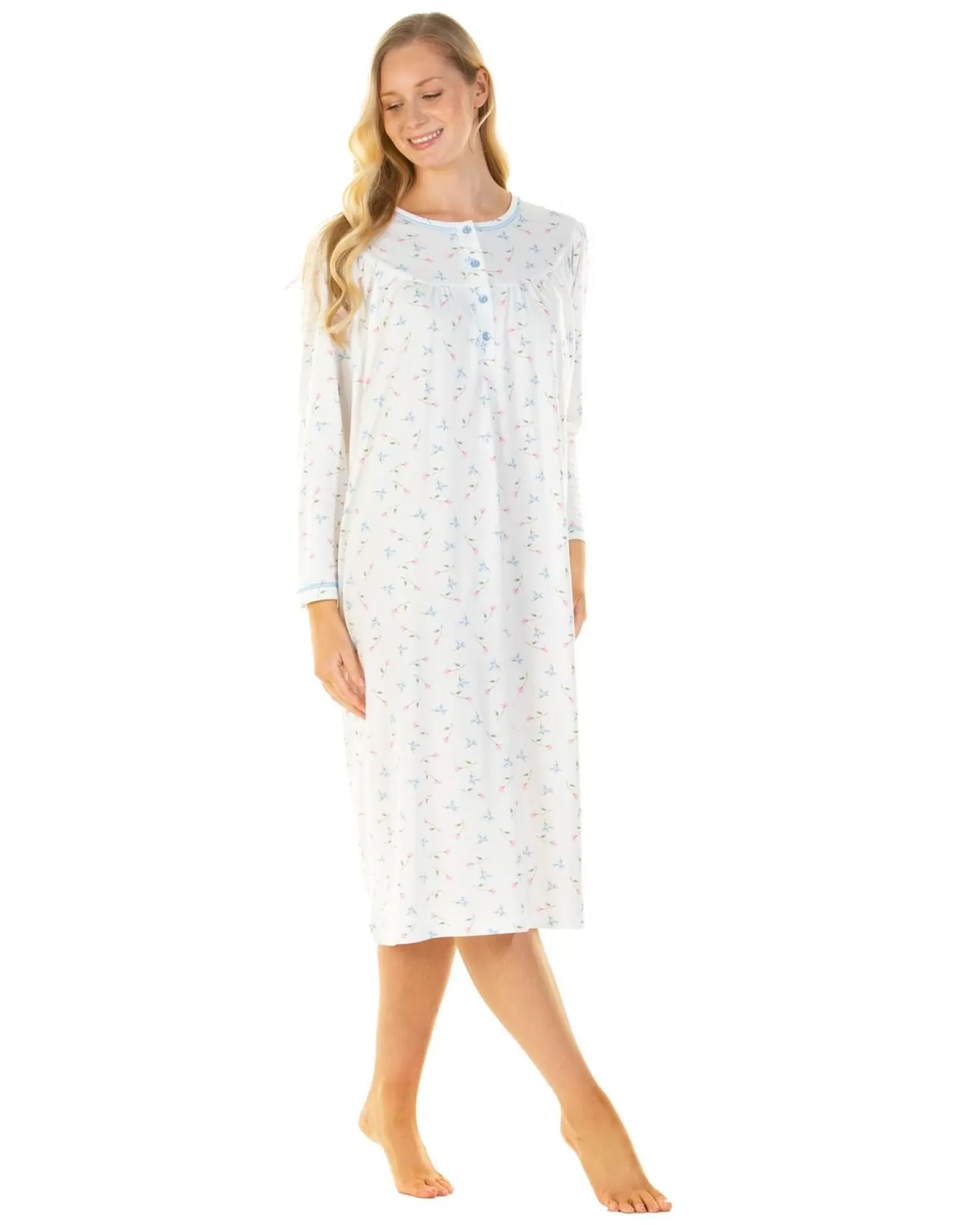 La Marquise Nighties | Flower Leaf Cuddleknit Nightie - Ivory