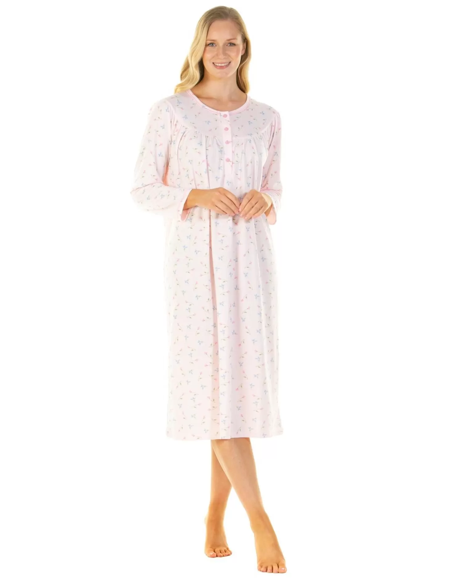 La Marquise Nighties | Flower Leaf Cuddleknit Nightie - Pink