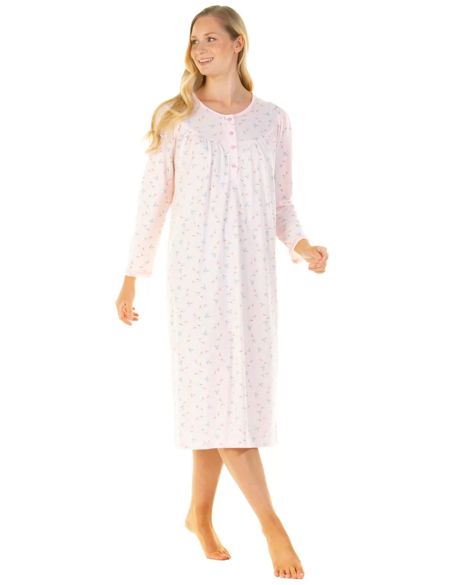 La Marquise Nighties | Flower Leaf Cuddleknit Nightie - Pink