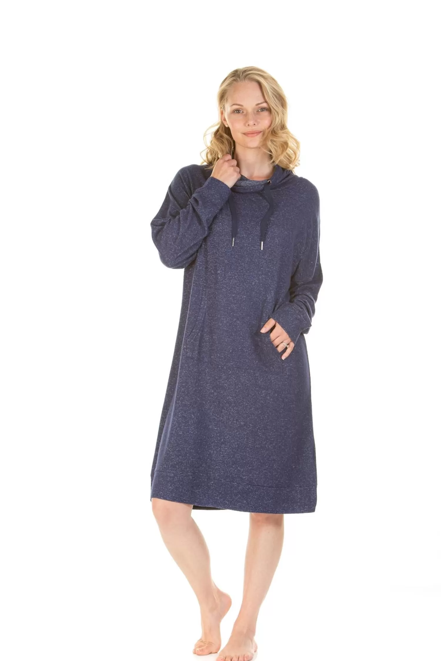 Slenderella Nighties | La Marquise Lush Lounge Cloudknit Cowl Neck Nightie - Navy