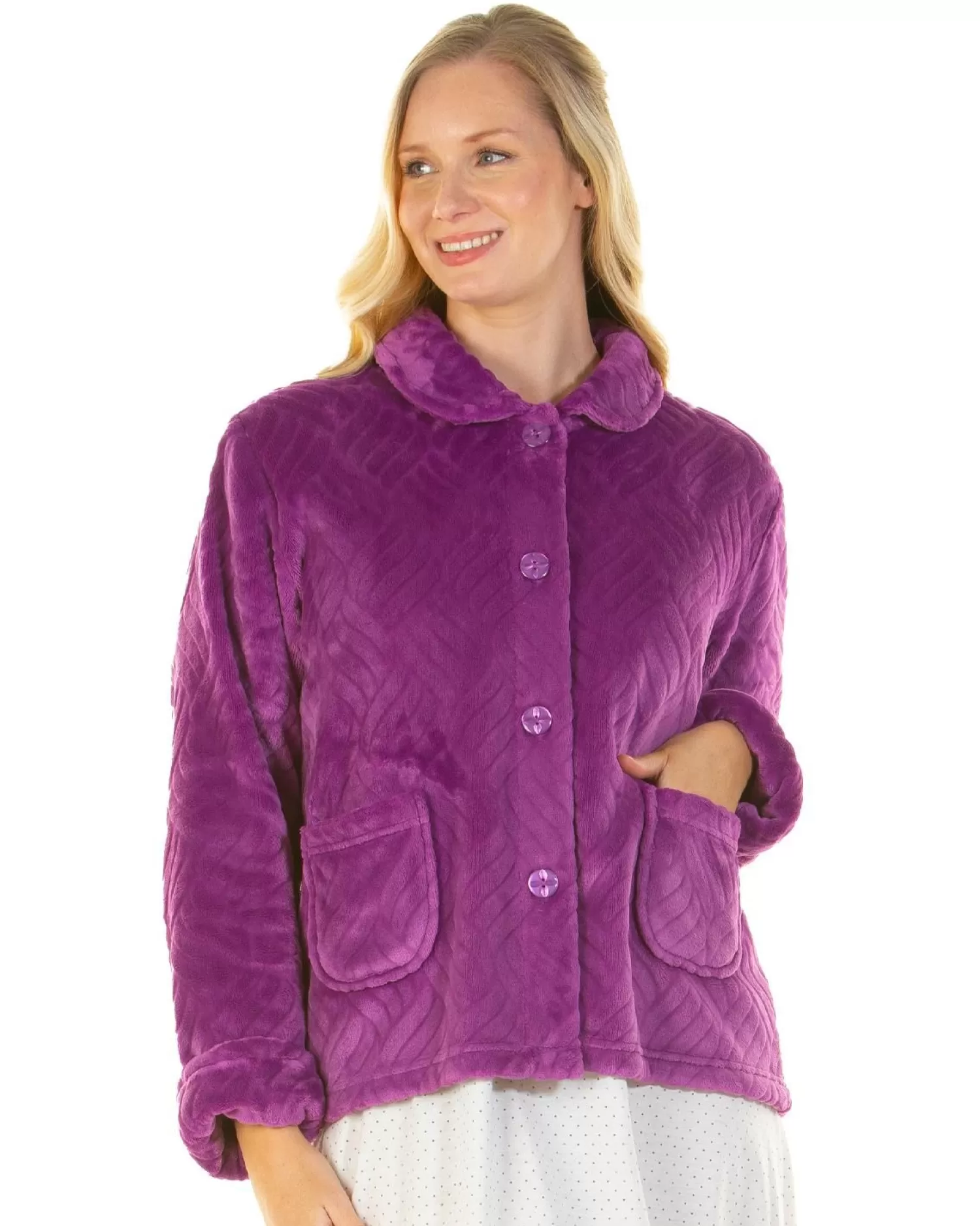 La Marquise Dressing Gowns | Midnight Tulip Bed Jacket - Purple