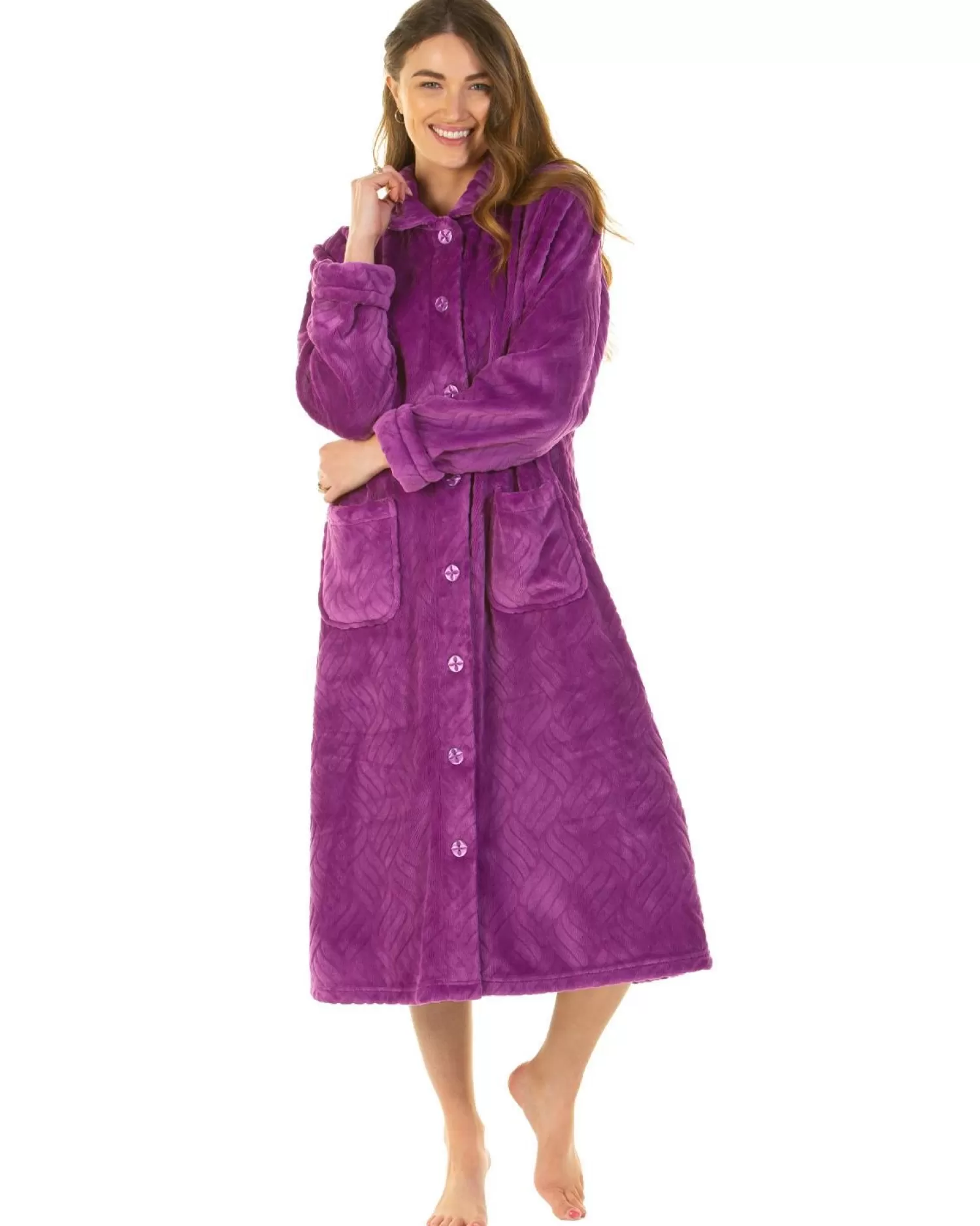 La Marquise Dressing Gowns | Midnight Tulip Button Dressing Gown - Purple