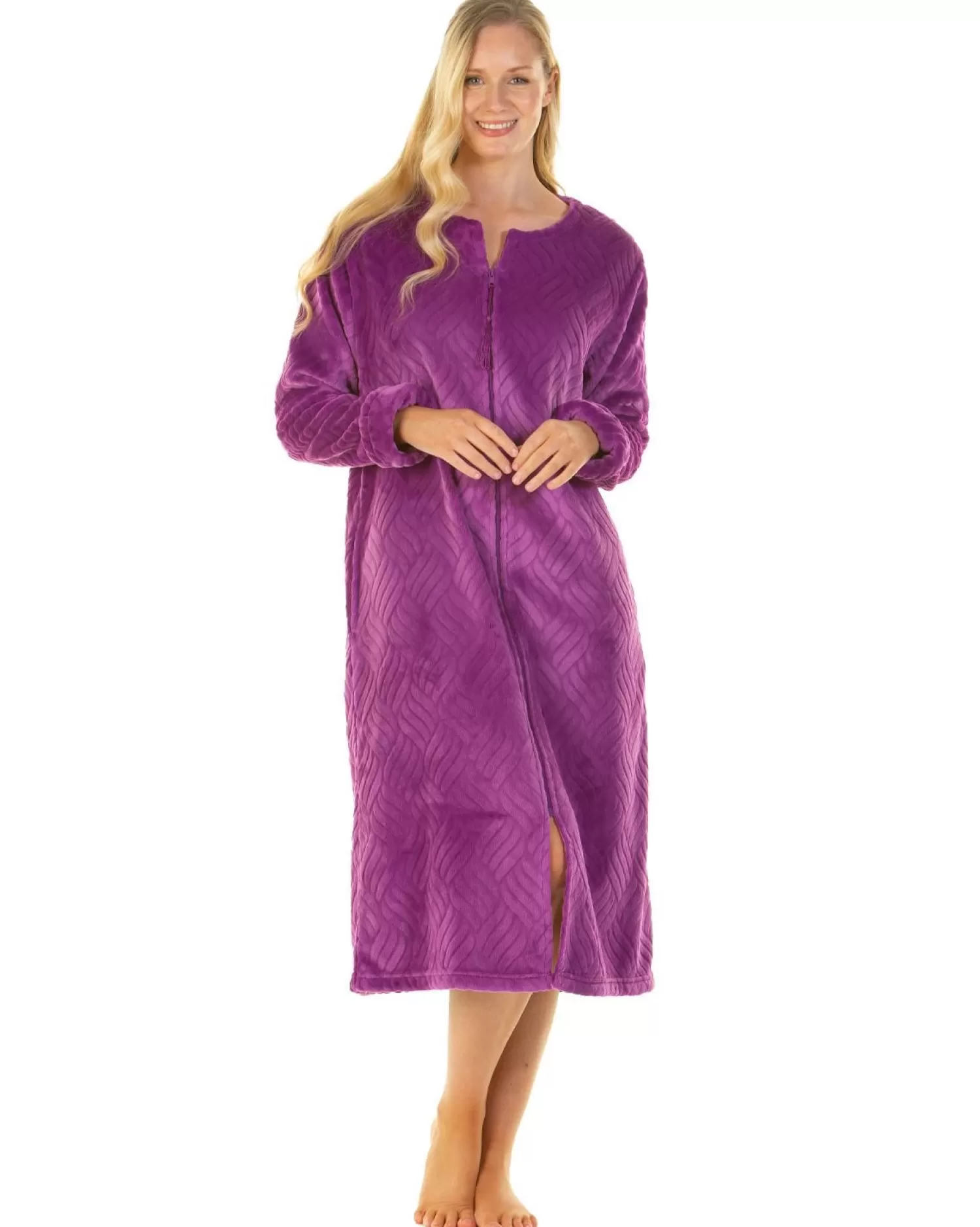 La Marquise Dressing Gowns | Midnight Tulip Zip Dressing Gown - Purple