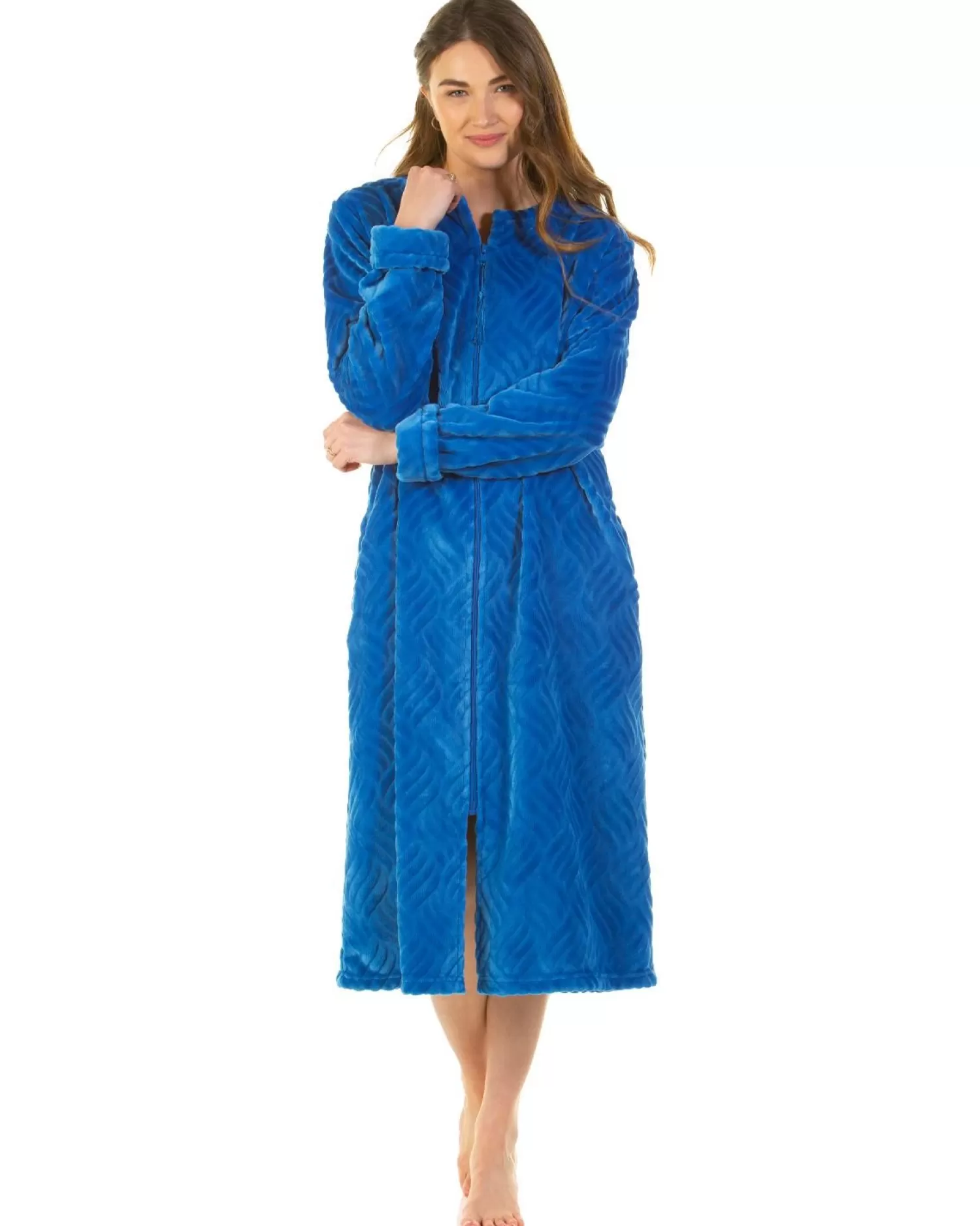 La Marquise Dressing Gowns | Midnight Tulip Zip Dressing Gown - Teal