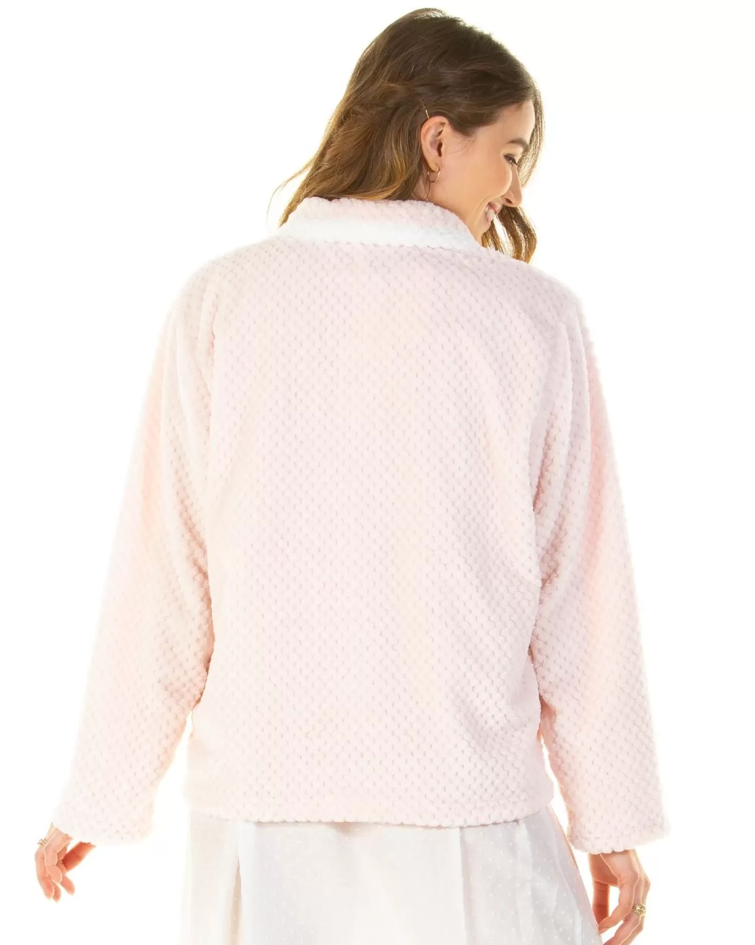 La Marquise Dressing Gowns | Notting Hill Waffle Bed Jacket - Pink