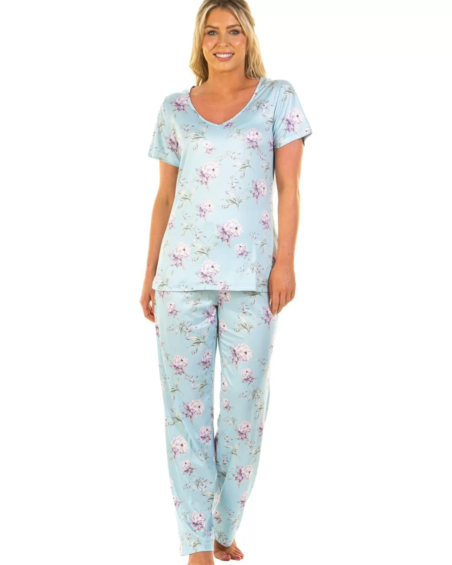 La Marquise Pyjamas | Orchid Silkyknit Cropped Pyjamas - Blue