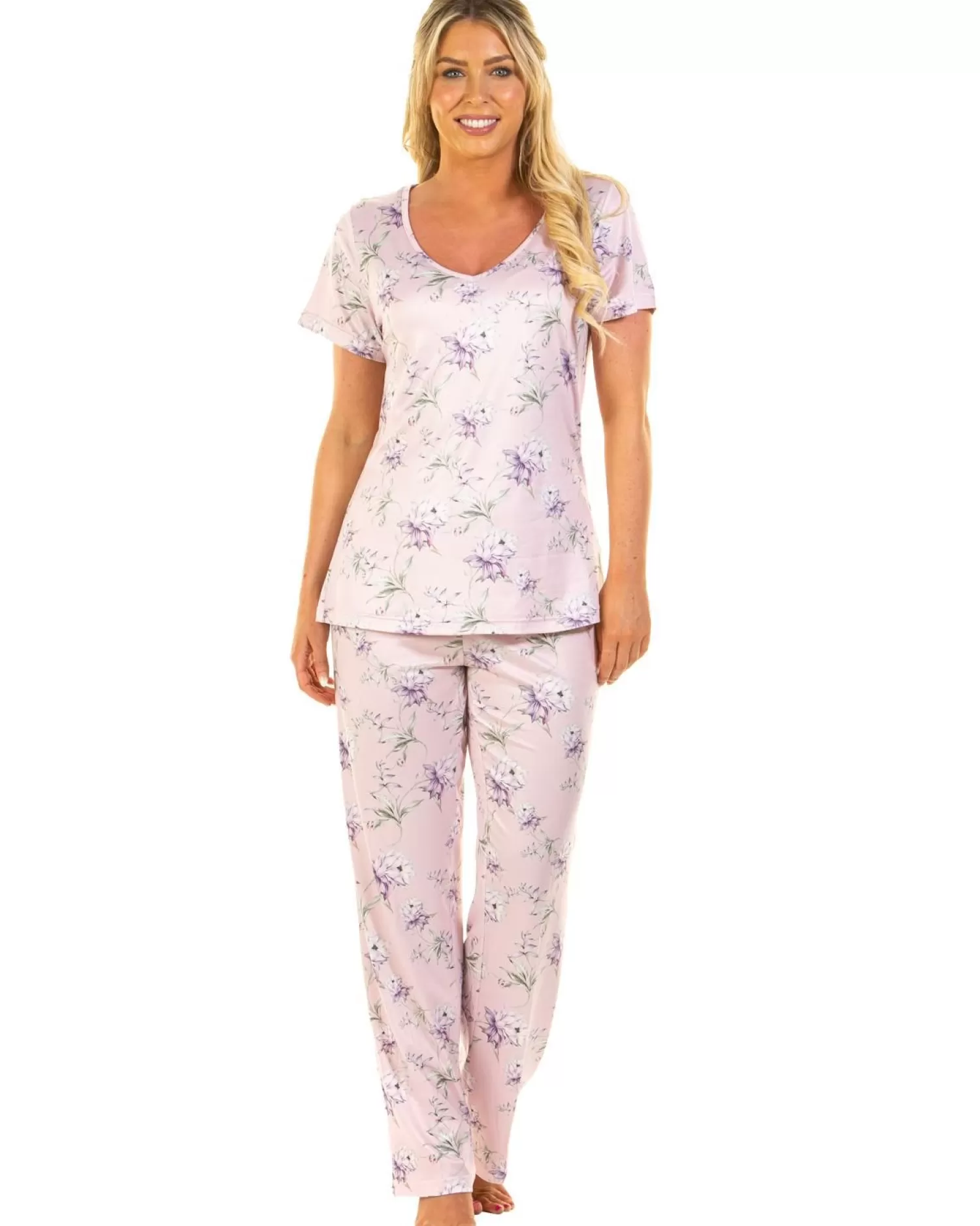 La Marquise Pyjamas | Orchid Silkyknit Cropped Pyjamas - Pink